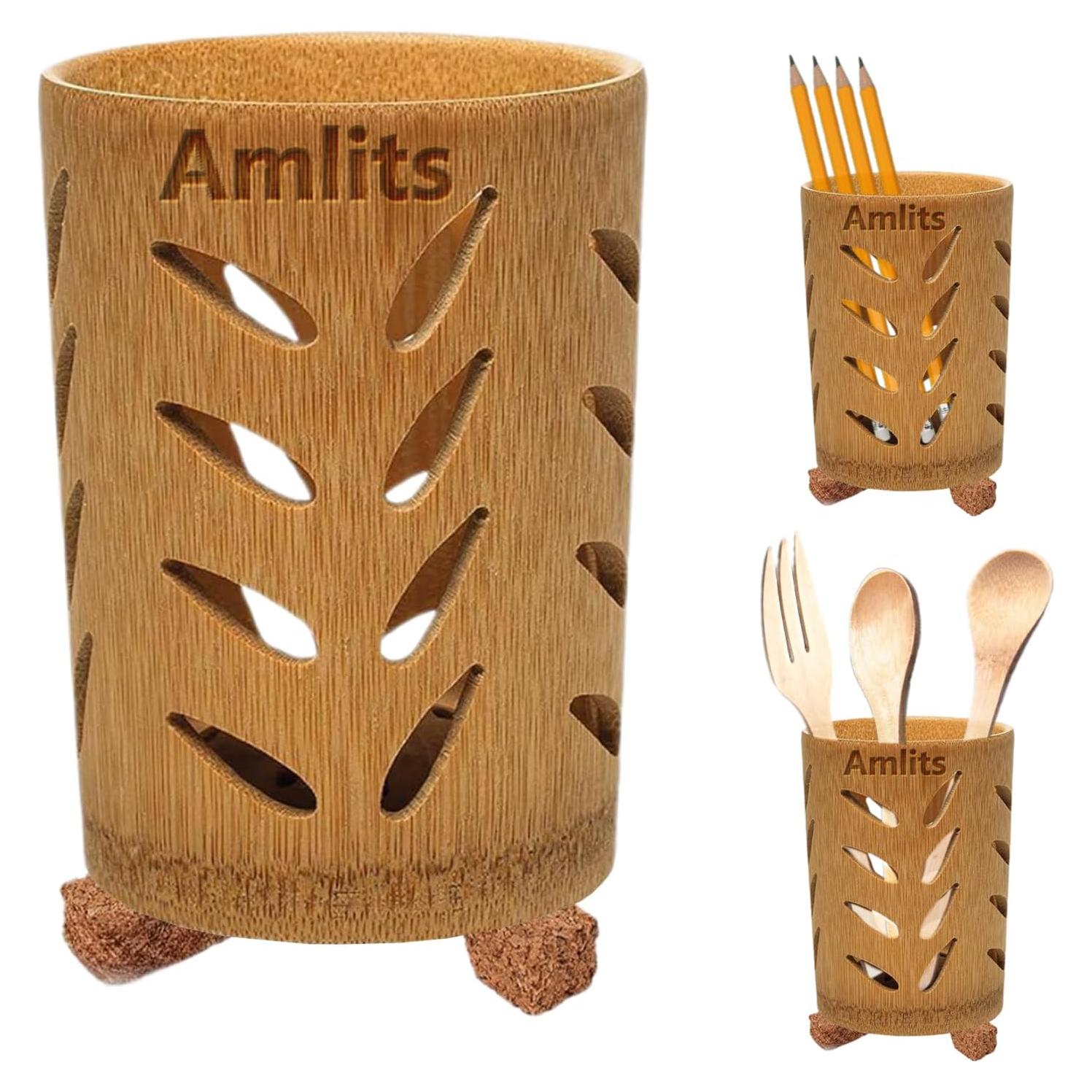 Soporte de Cepillo de Dientes de Bambú Amlits - Drenaje Rápido