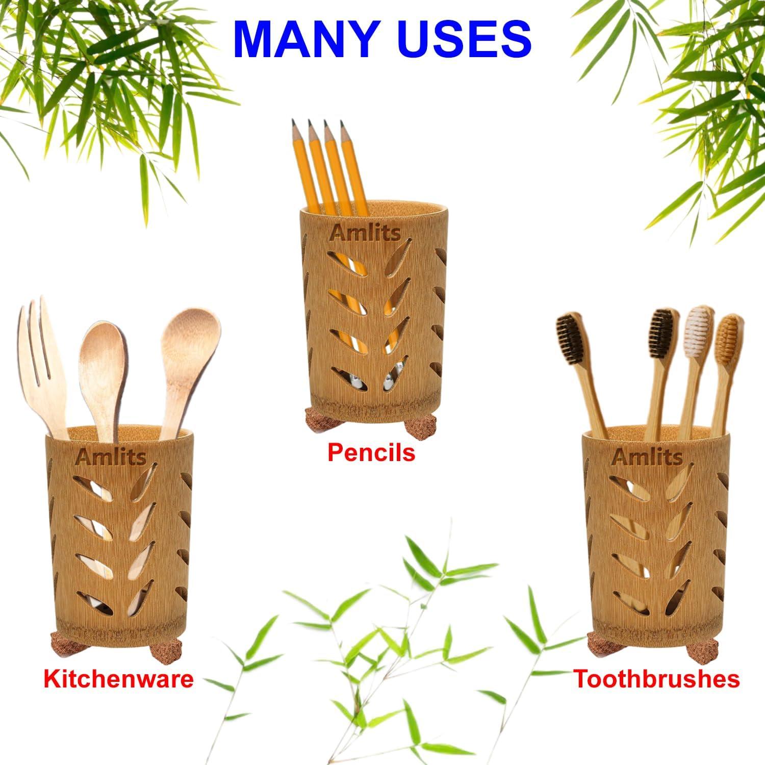 Soporte de Cepillo de Dientes de Bambú Amlits - Drenaje Rápido