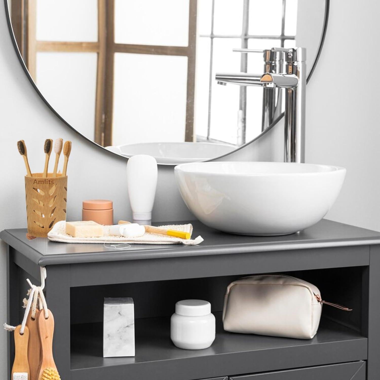 Soporte de Cepillo de Dientes de Bambú Amlits - Drenaje Rápido