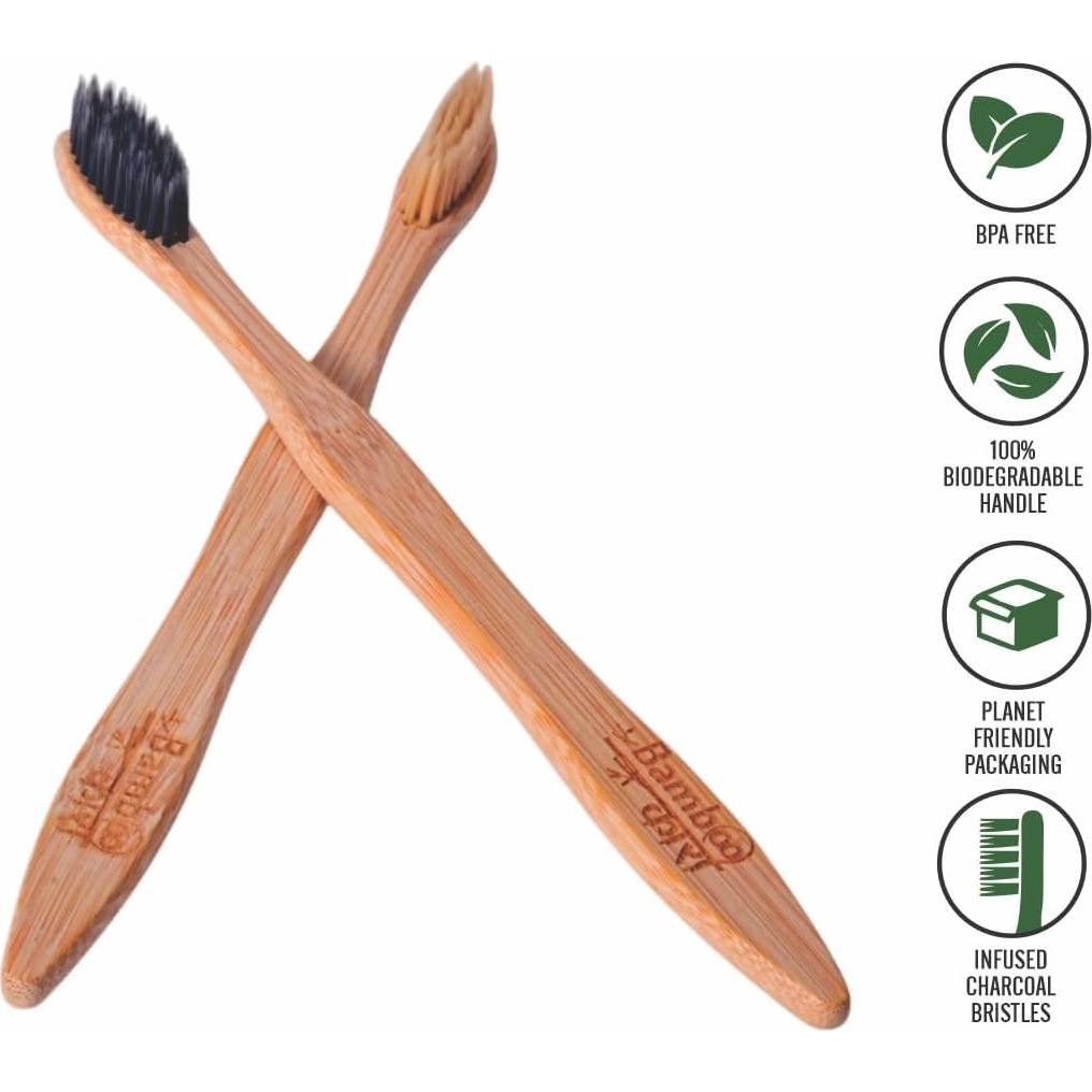 Cepillos de Dientes de Bambú Bambookari - Paquete de 4 Cerdas Suaves