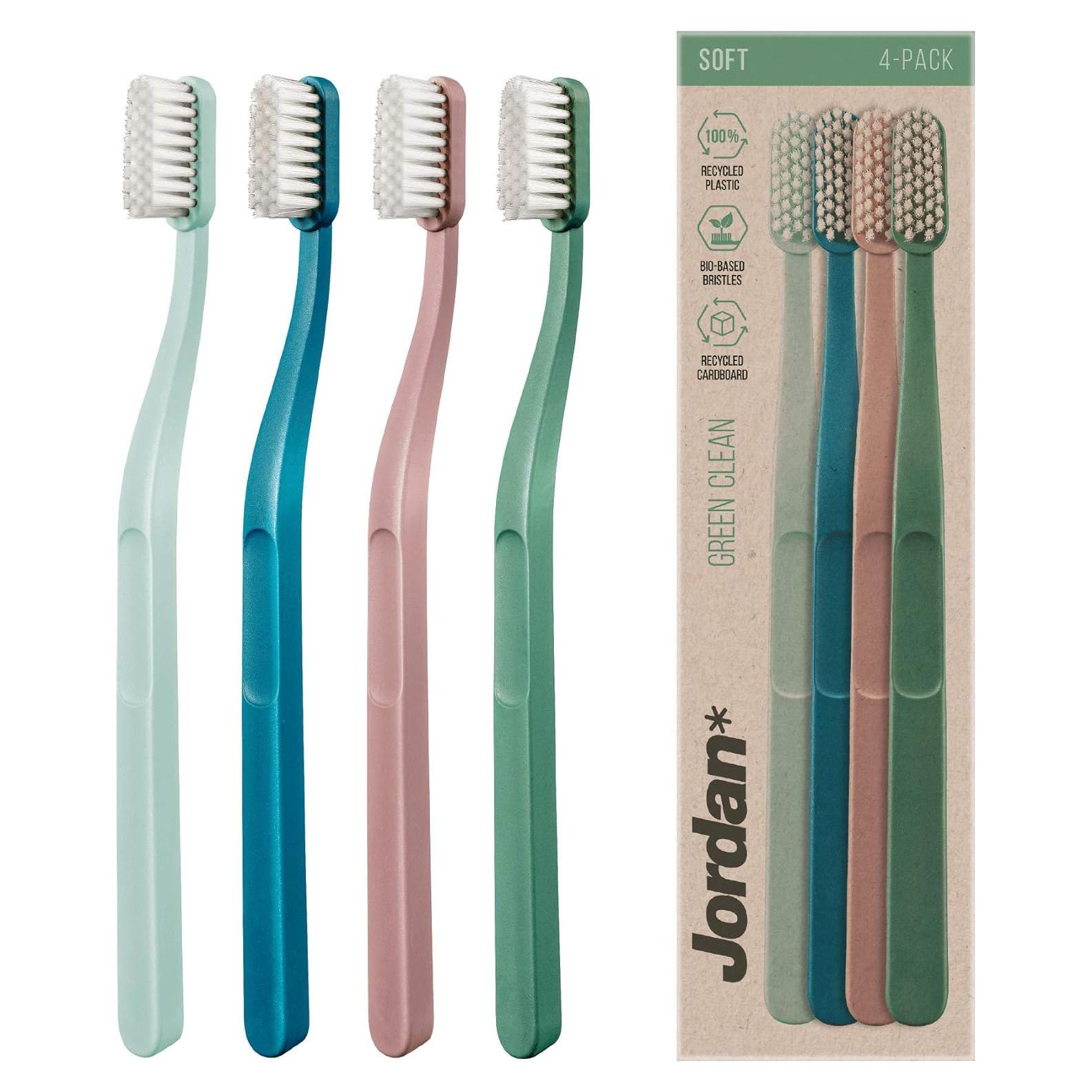 Cepillo de Dientes Manual Jordan Green Clean - Sostenible, 4 Unidades