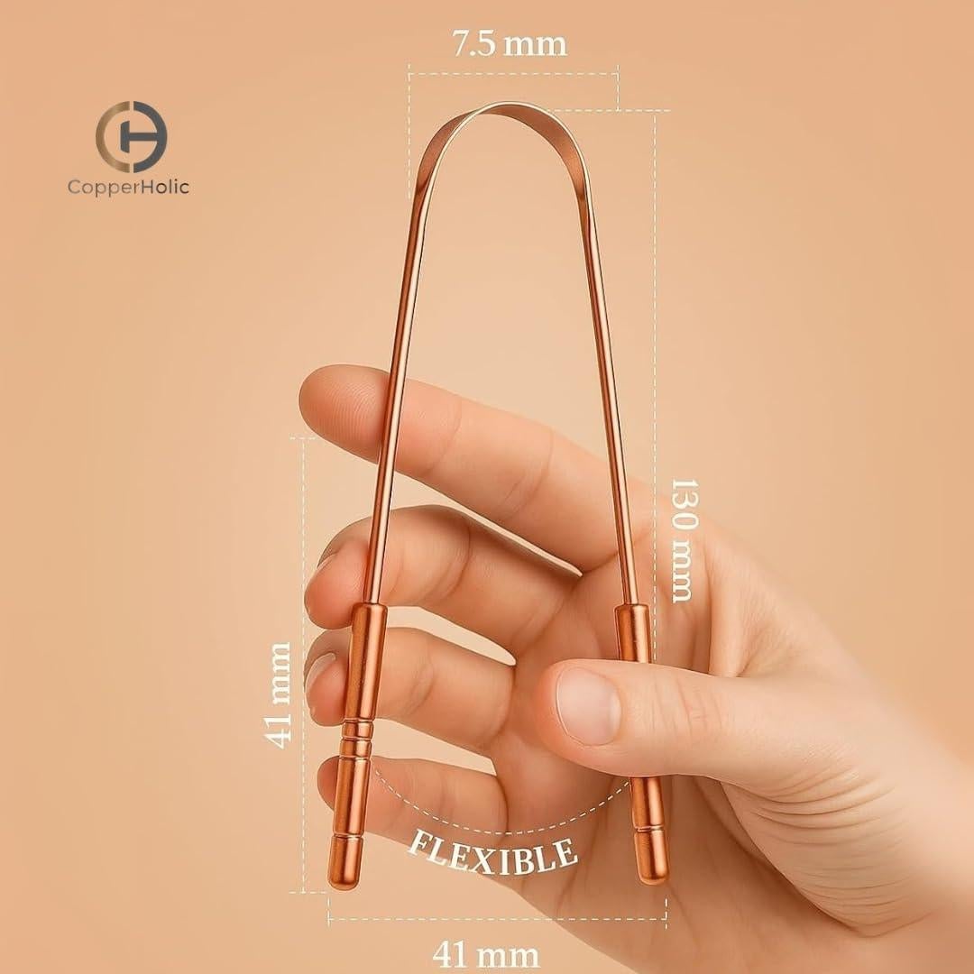 Juego de Raspadores de Lengua Cobre Puro + Cepillo Bambú