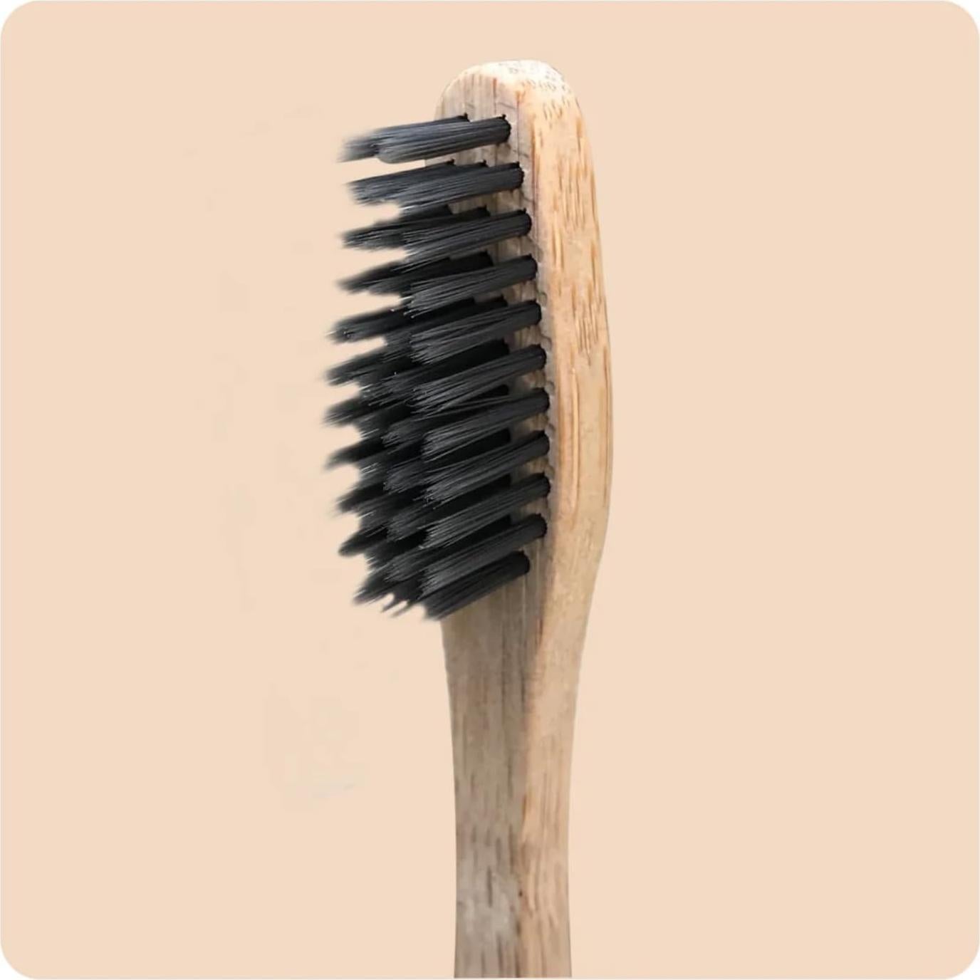 Brush Buddies Bamboo Charcoal Toothbrush | Human-Powered Manual Toothbrush | Eco-Friendly, Soft Bristles | Naturally Infused for Sensitive Teeth, Bad Breath & Stain Removal