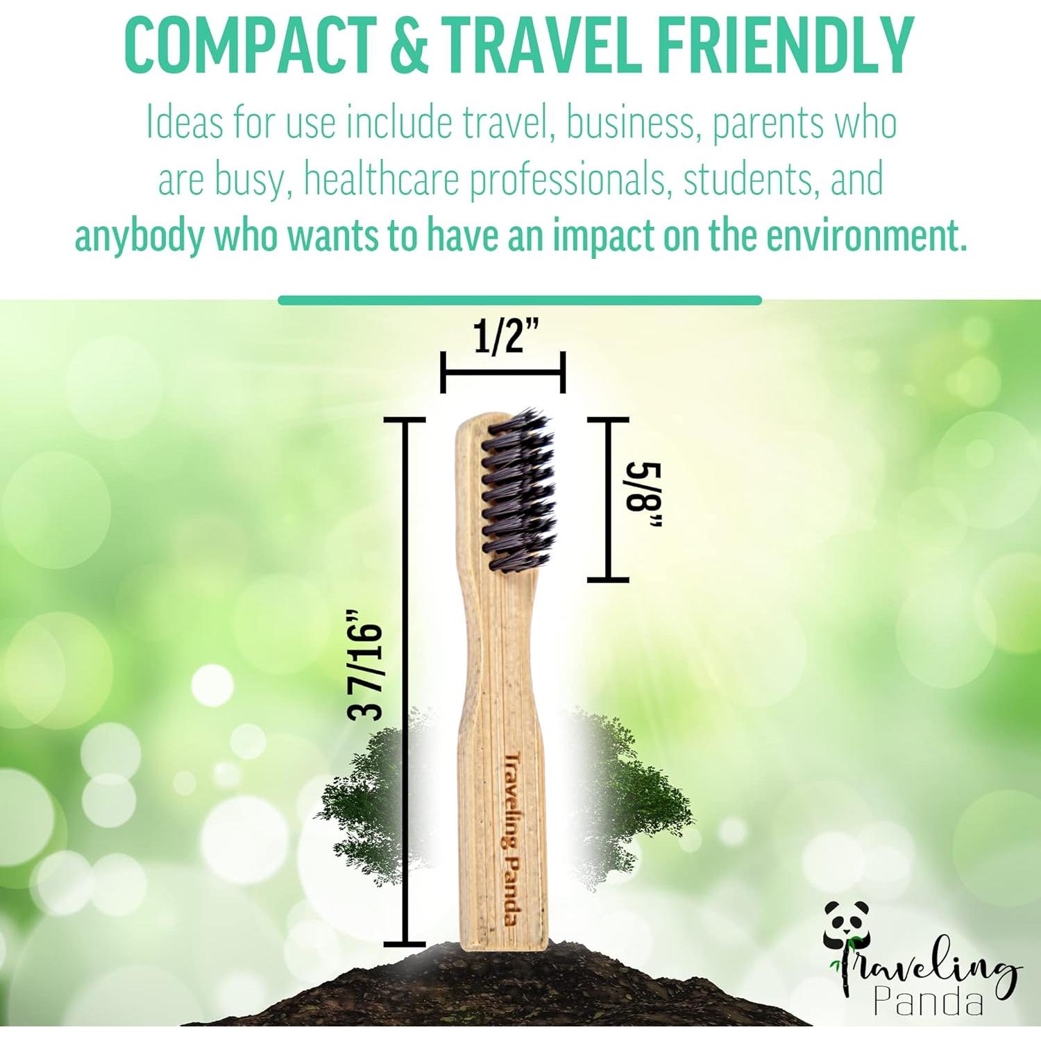 Kit de Cepillo de Dientes de Bambú de Viaje con 2 Cepillos y 20 Tabletas de Menta