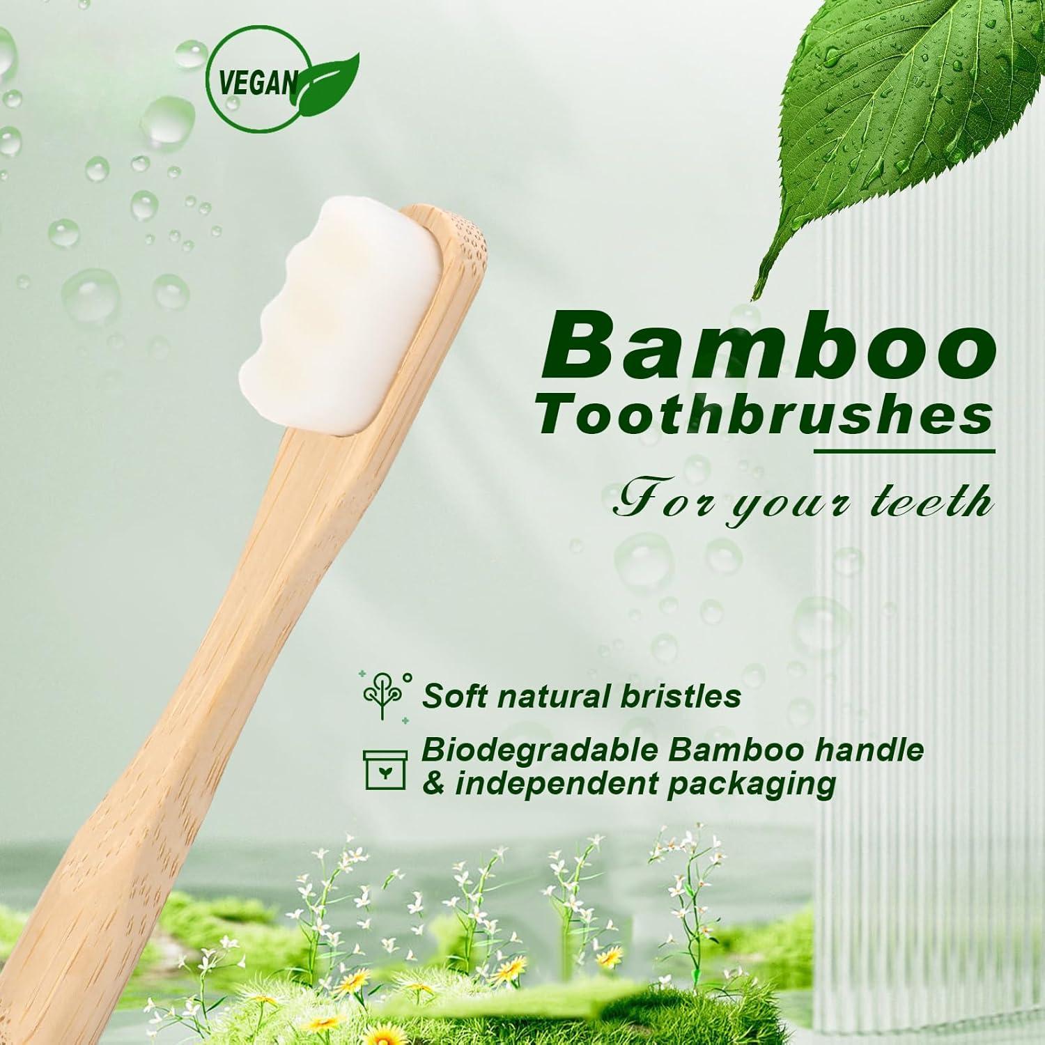 Cepillos de Dientes Sieral 24 Pcs Bambú Suave para Adultos y Niños