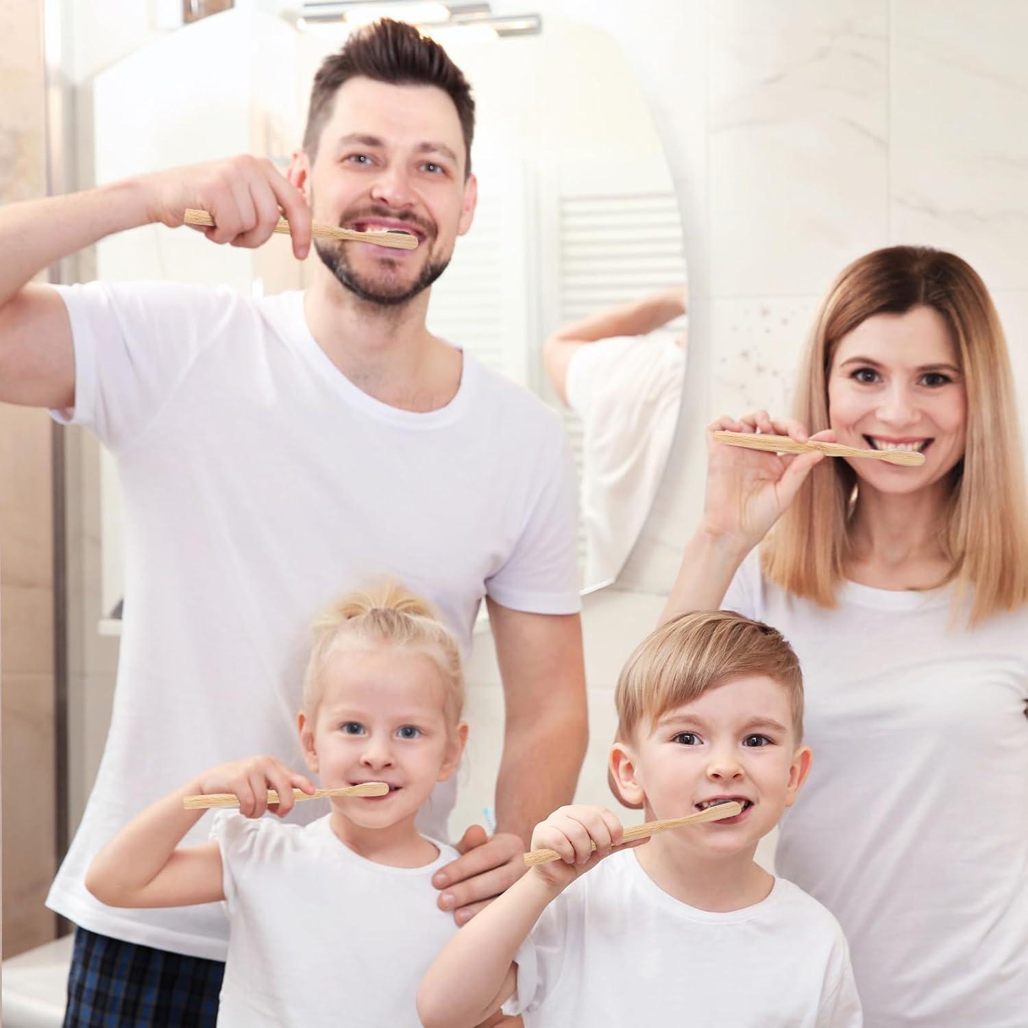 Cepillos de Dientes Sieral 24 Pcs Bambú Suave para Adultos y Niños