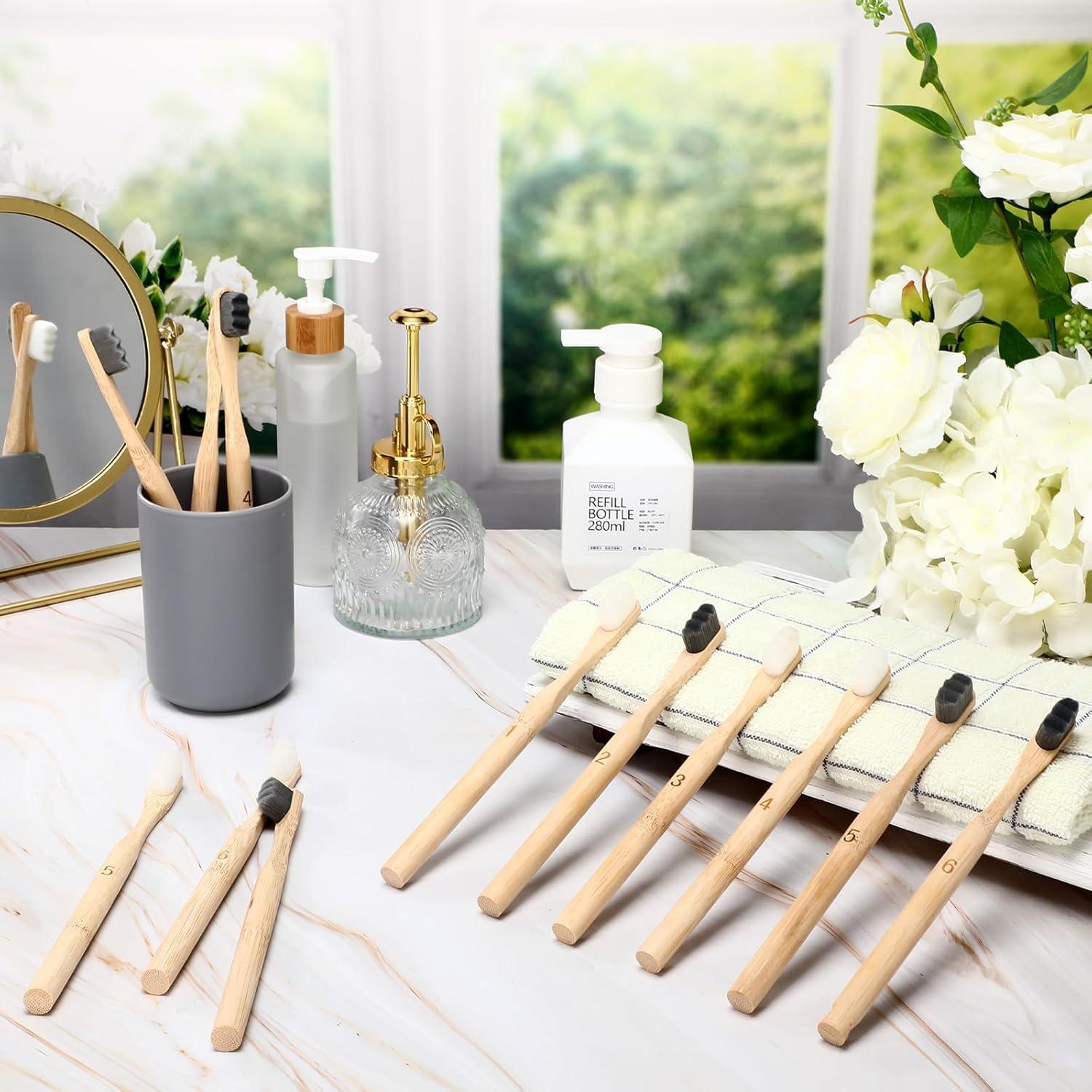 Cepillos de Dientes Sieral 24 Pcs Bambú Suave para Adultos y Niños