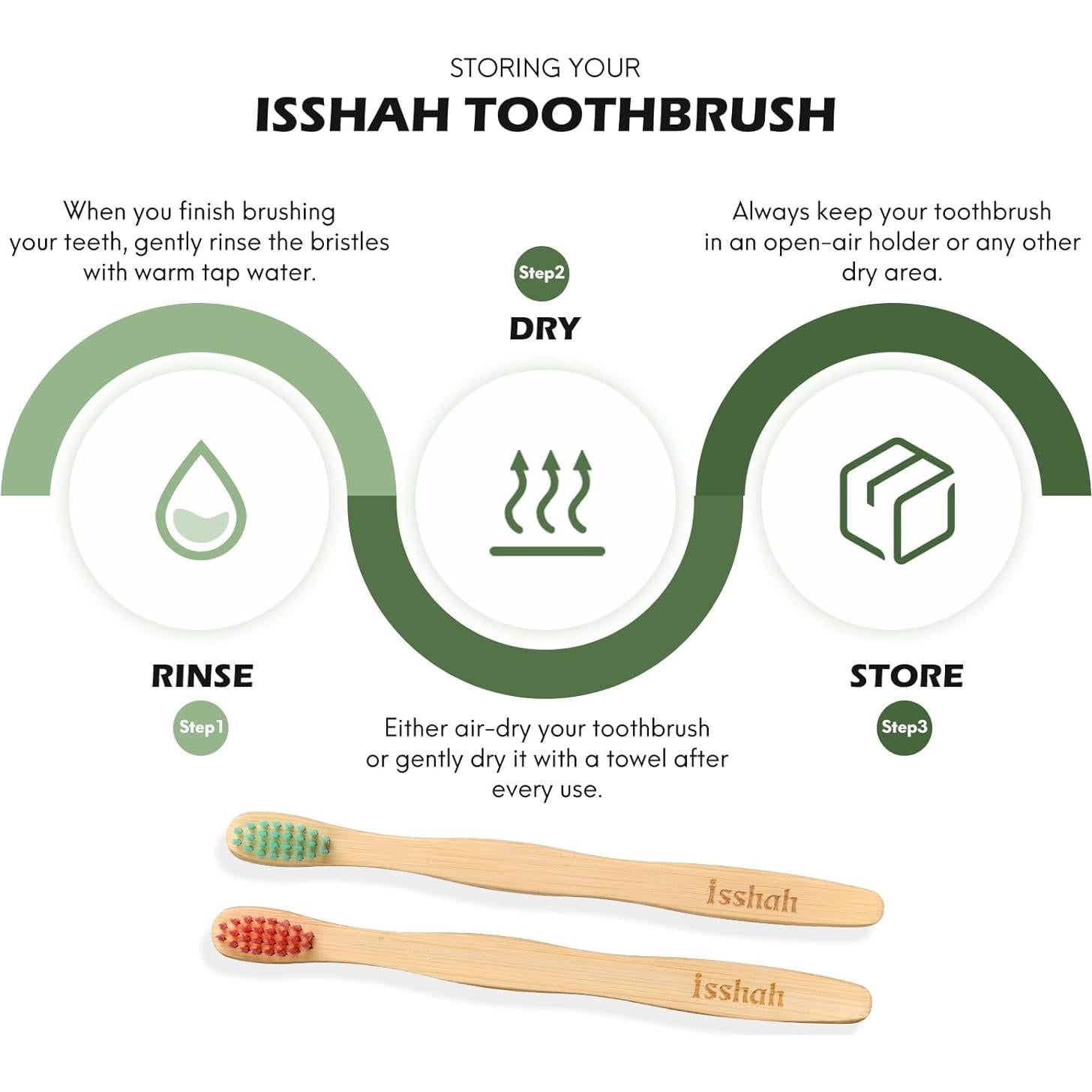 Cepillos de Dientes de Bambú para Niños Isshah - Paquete de 4