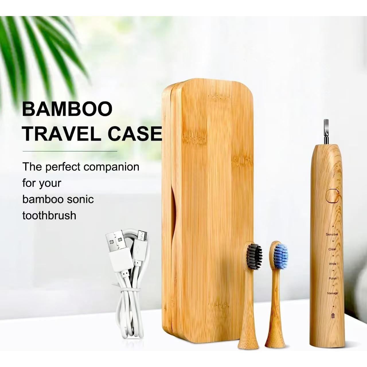 Cepillo de Dientes Eléctrico Sonic de Bambú MgcSto - 5 Modos