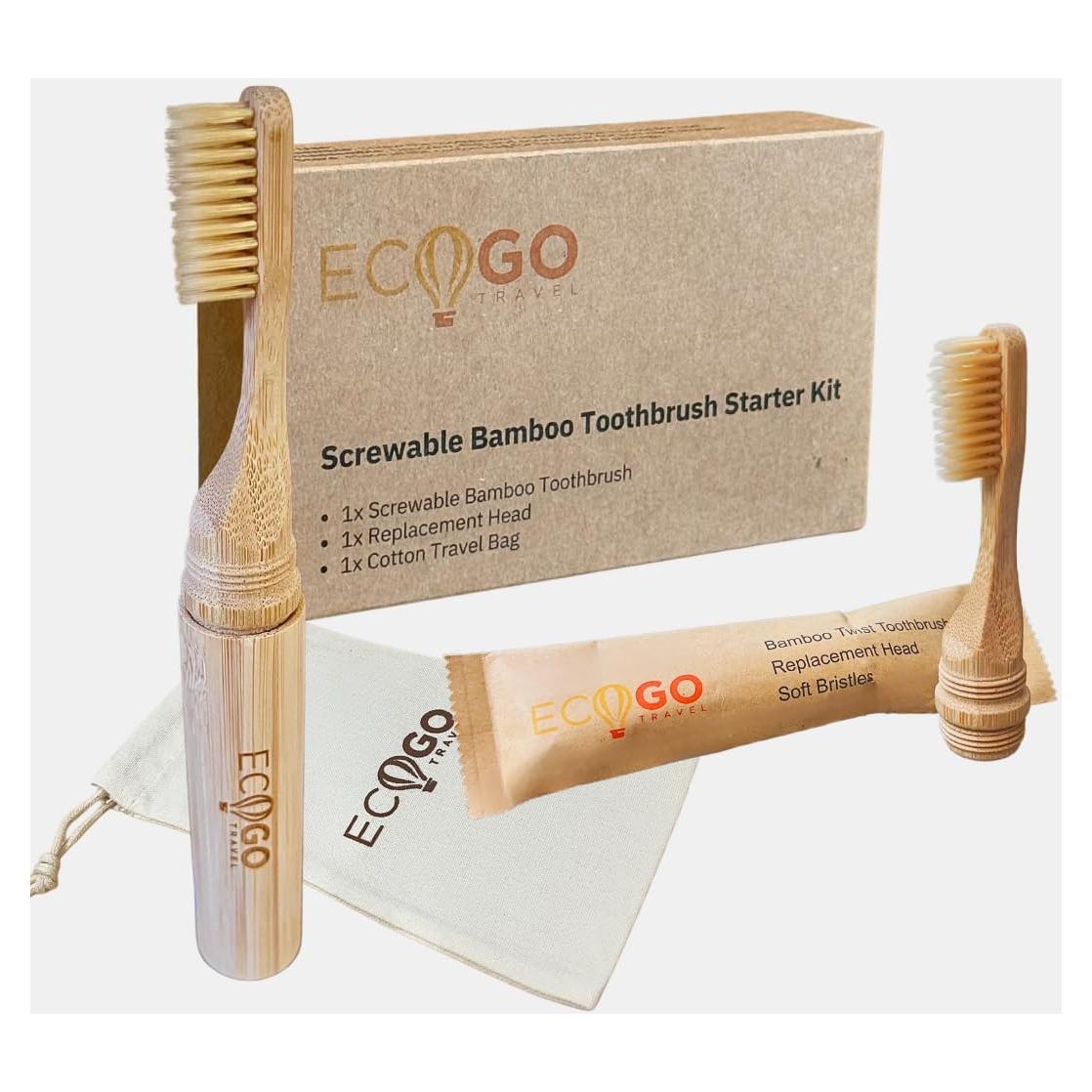 Kit Cepillo de Dientes de Bambú EcoGoTravel Atornillable