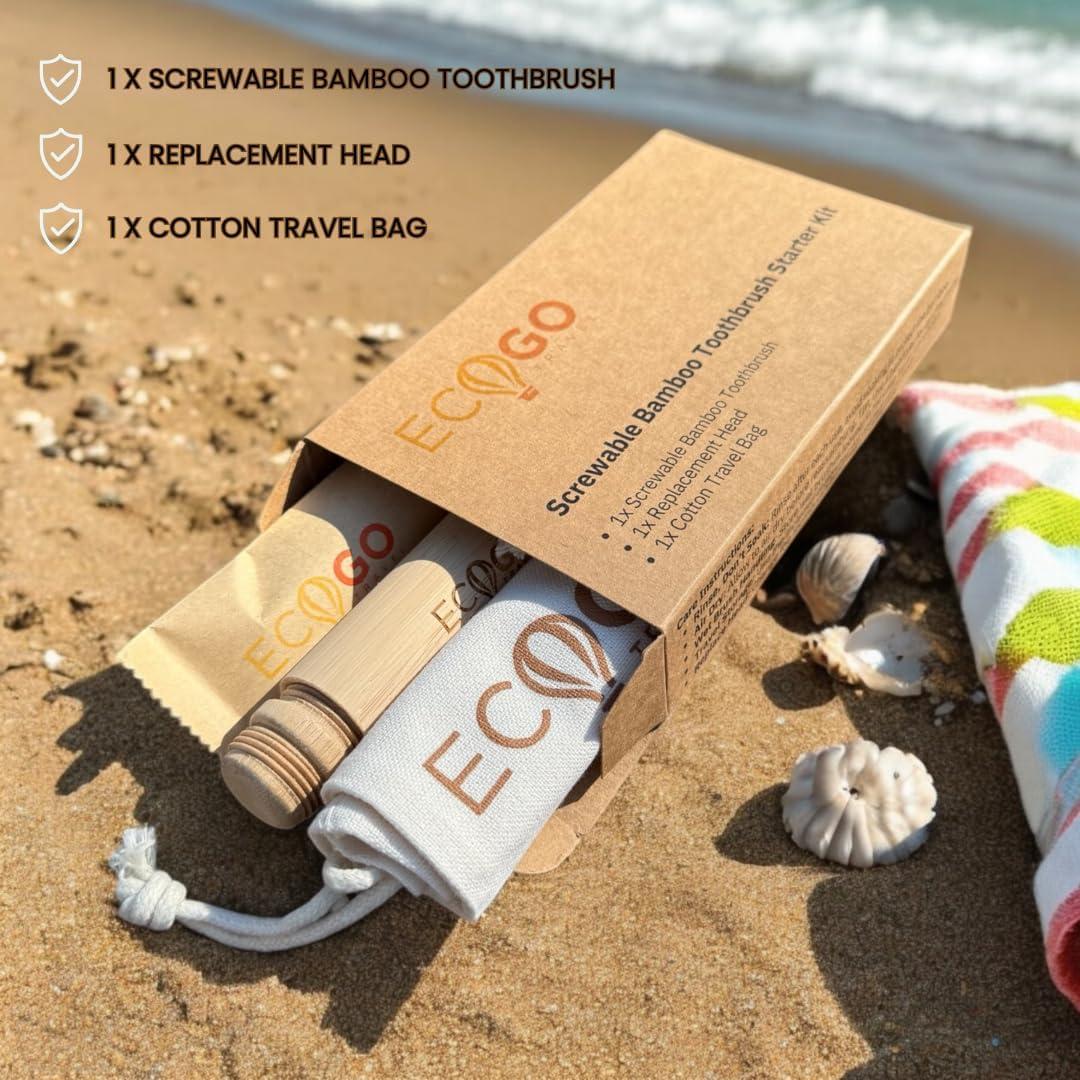 Kit Cepillo de Dientes de Bambú EcoGoTravel Atornillable