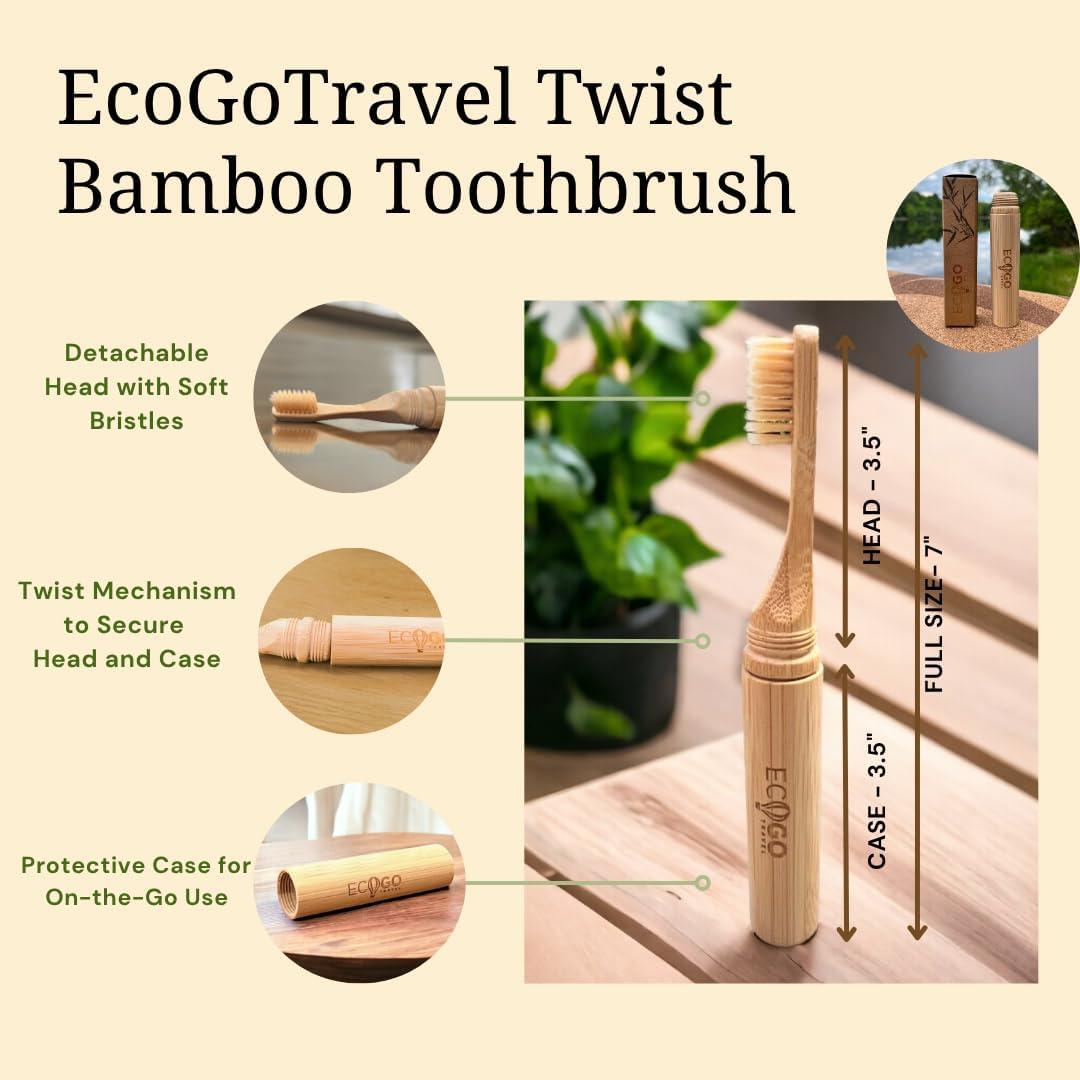 Kit Cepillo de Dientes de Bambú EcoGoTravel Atornillable