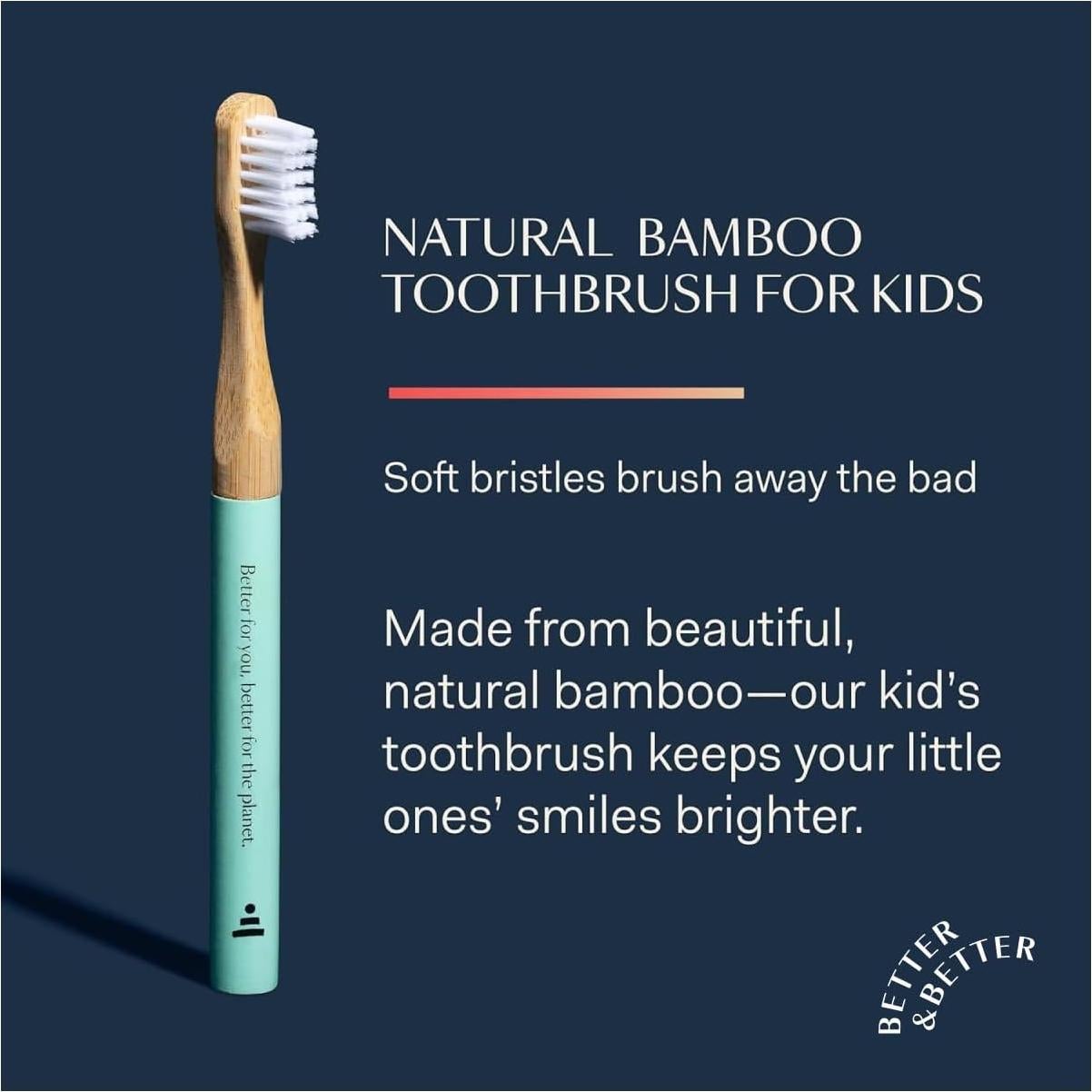 Cepillo de Dientes Natural de Bambú para Niños Mejor y Mejor - Cerdas Suaves