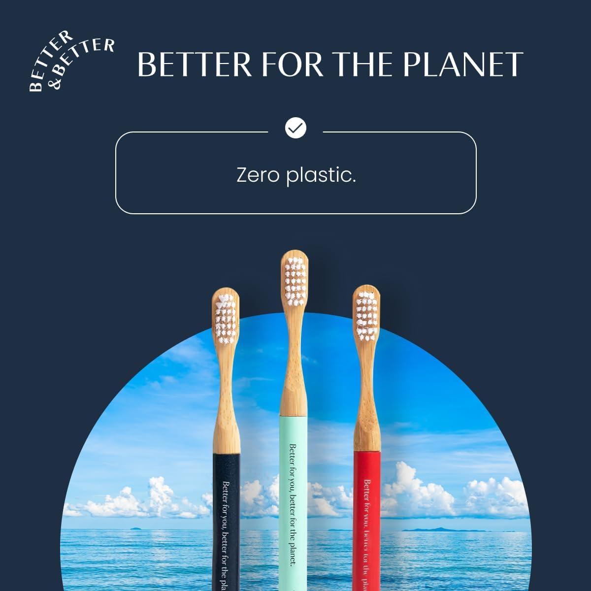 Cepillo de Dientes Natural de Bambú para Niños Mejor y Mejor - Cerdas Suaves