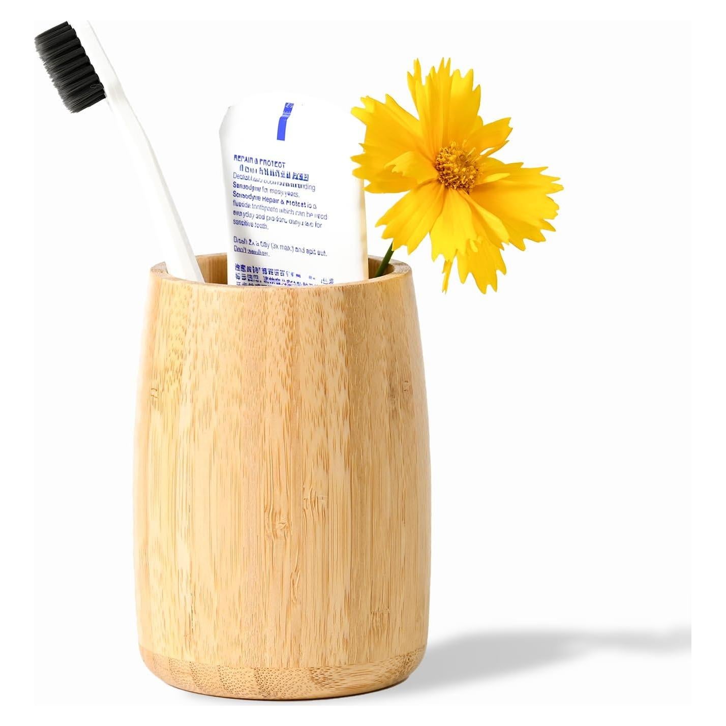 Soporte de Cepillo de Dientes de Bambú ABBI NIMO 8.4x8.4x10.9cm