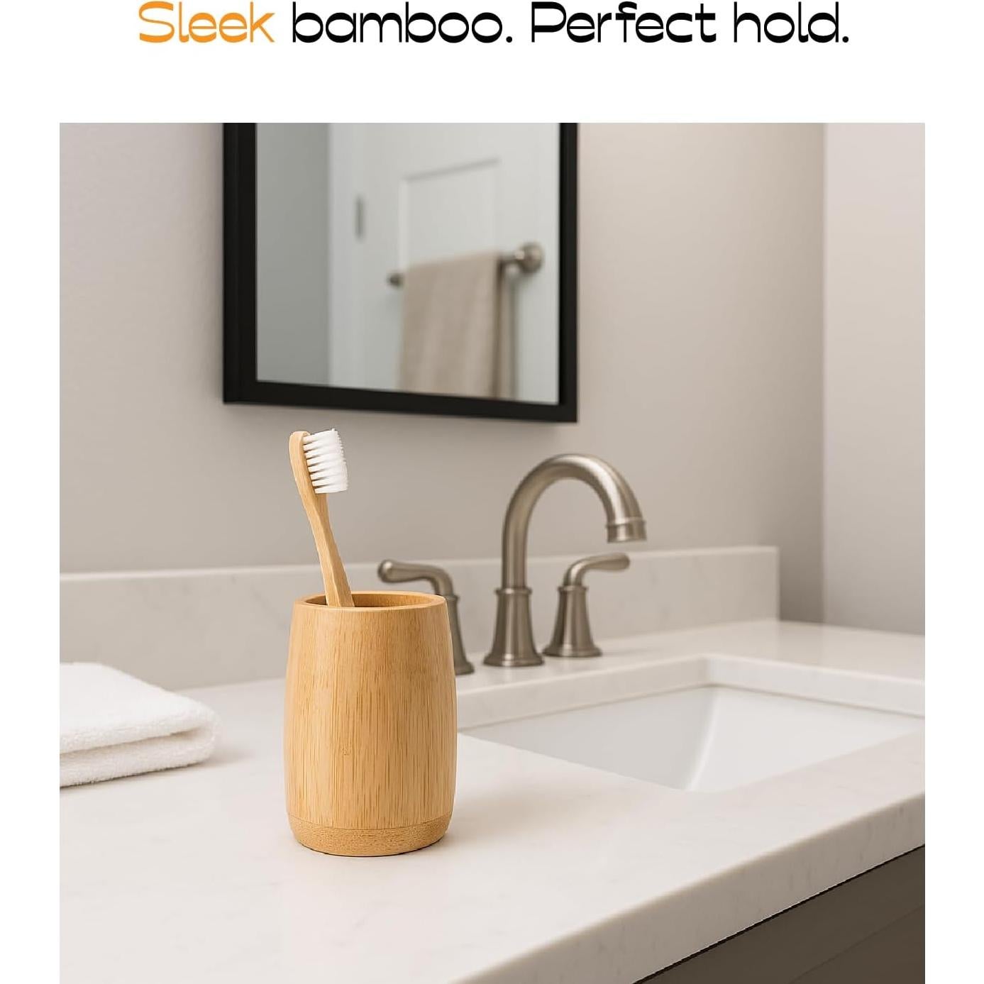 Soporte de Cepillo de Dientes de Bambú ABBI NIMO 8.4x8.4x10.9cm