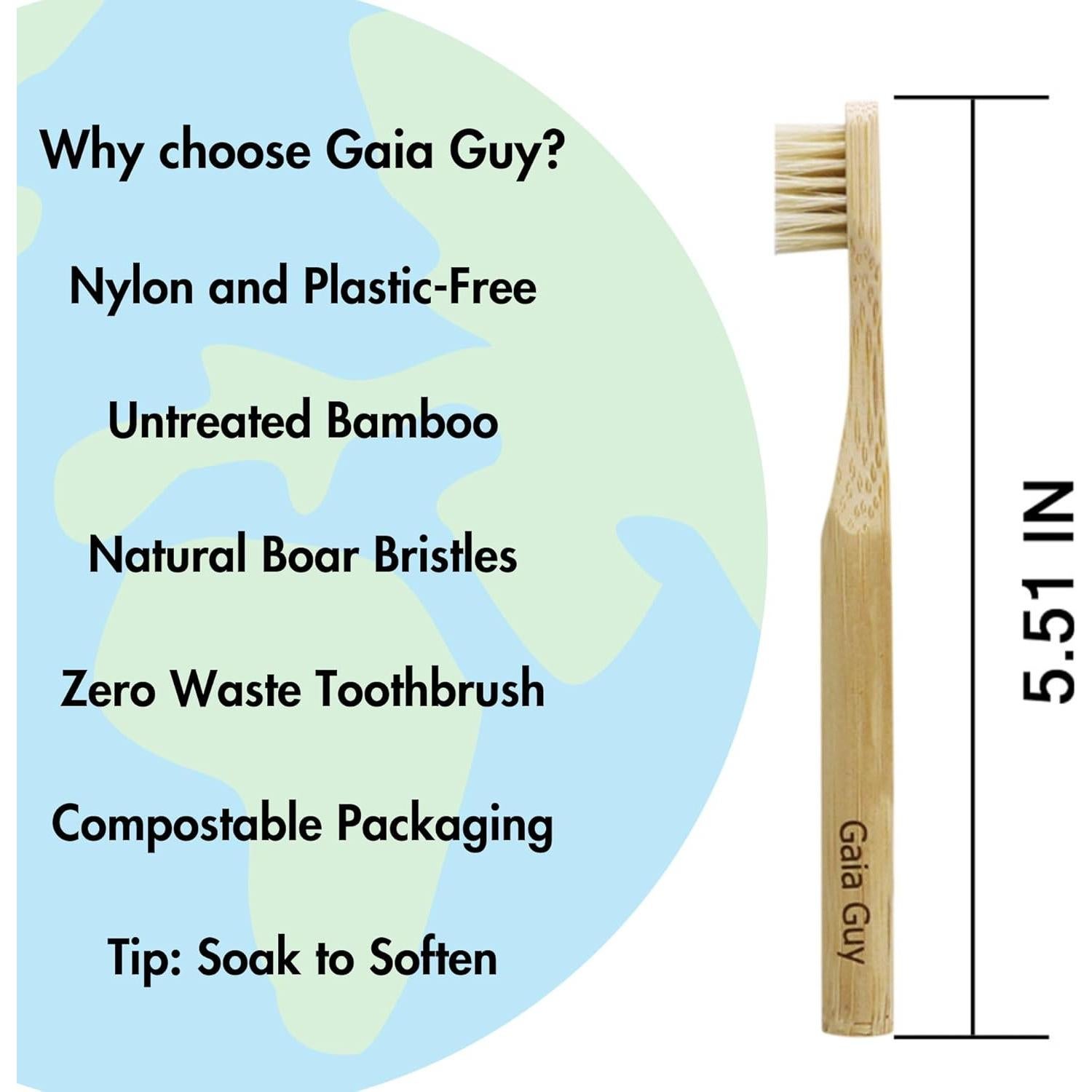 Cepillo de Dientes de Bambú Gaia Guy para Niños - 6 Unidades