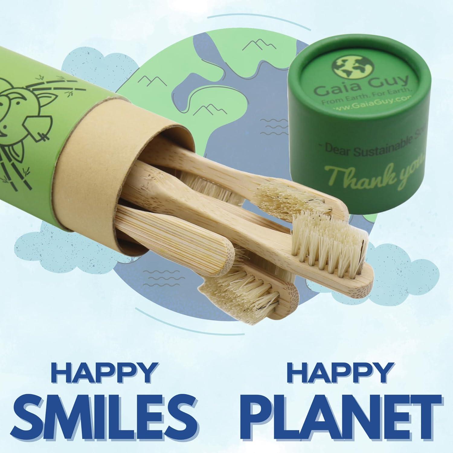 Cepillo de Dientes de Bambú Gaia Guy para Niños - 6 Unidades