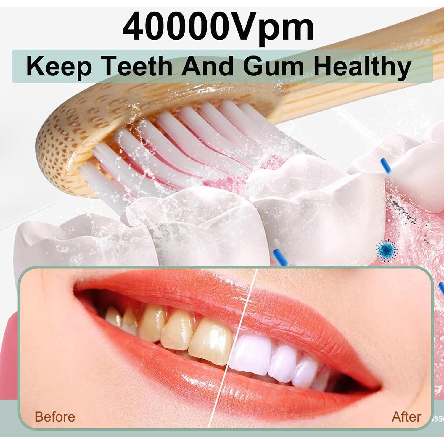 Cepillo de Dientes Eléctrico de Bambú MgcSto - 5 Modos IPX7