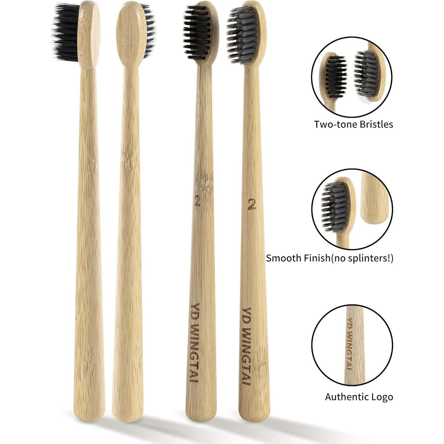 Cepillos de Dientes de Bambú YD WINGTAI Paquete de 12 Biodegradables