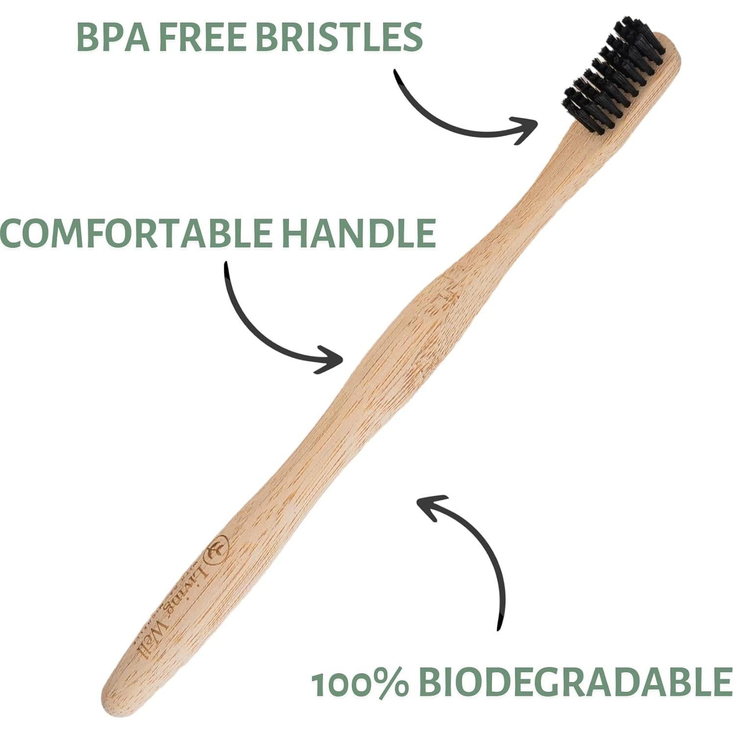 Cepillos de Dientes de Bambú Ecológicos - Paquete de 4 - Sin BPA