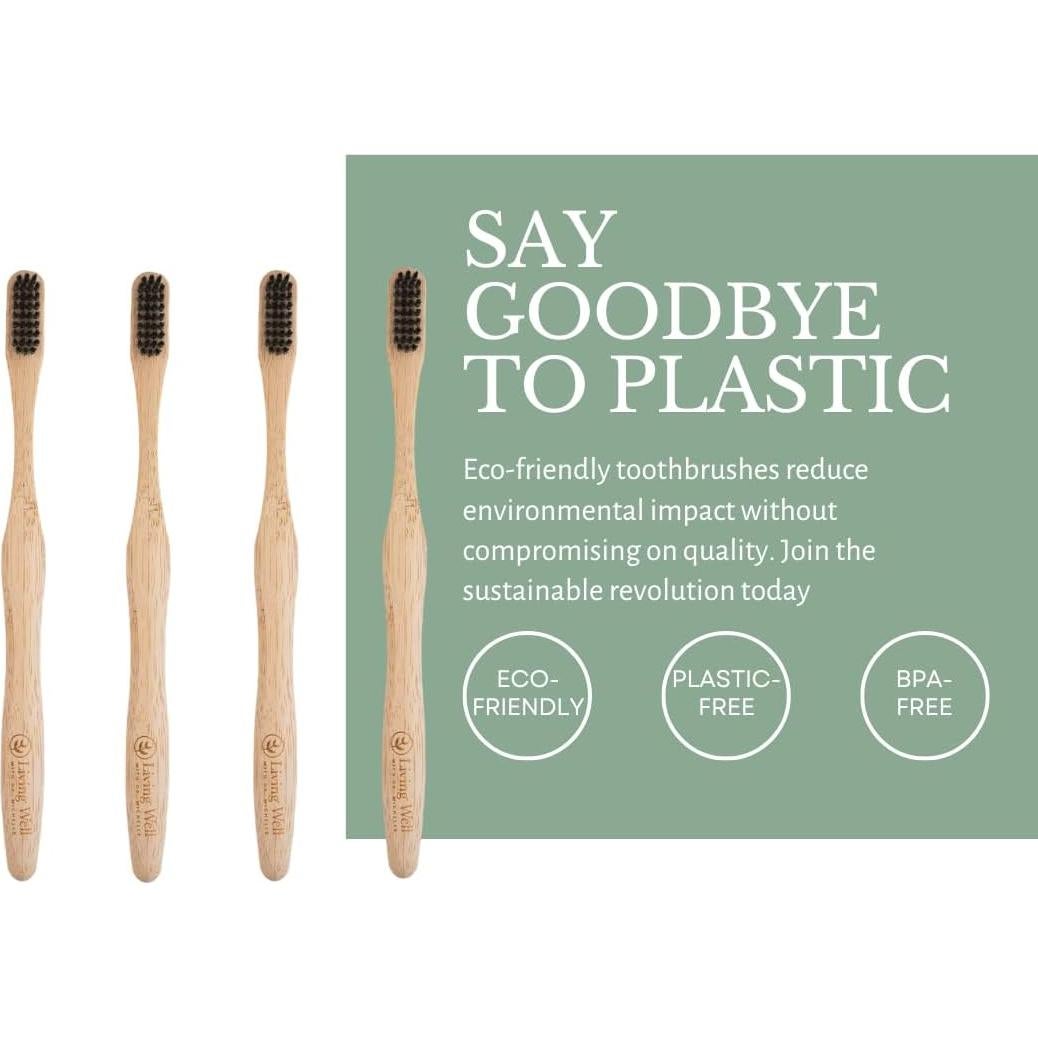 Cepillos de Dientes de Bambú Ecológicos - Paquete de 4 - Sin BPA