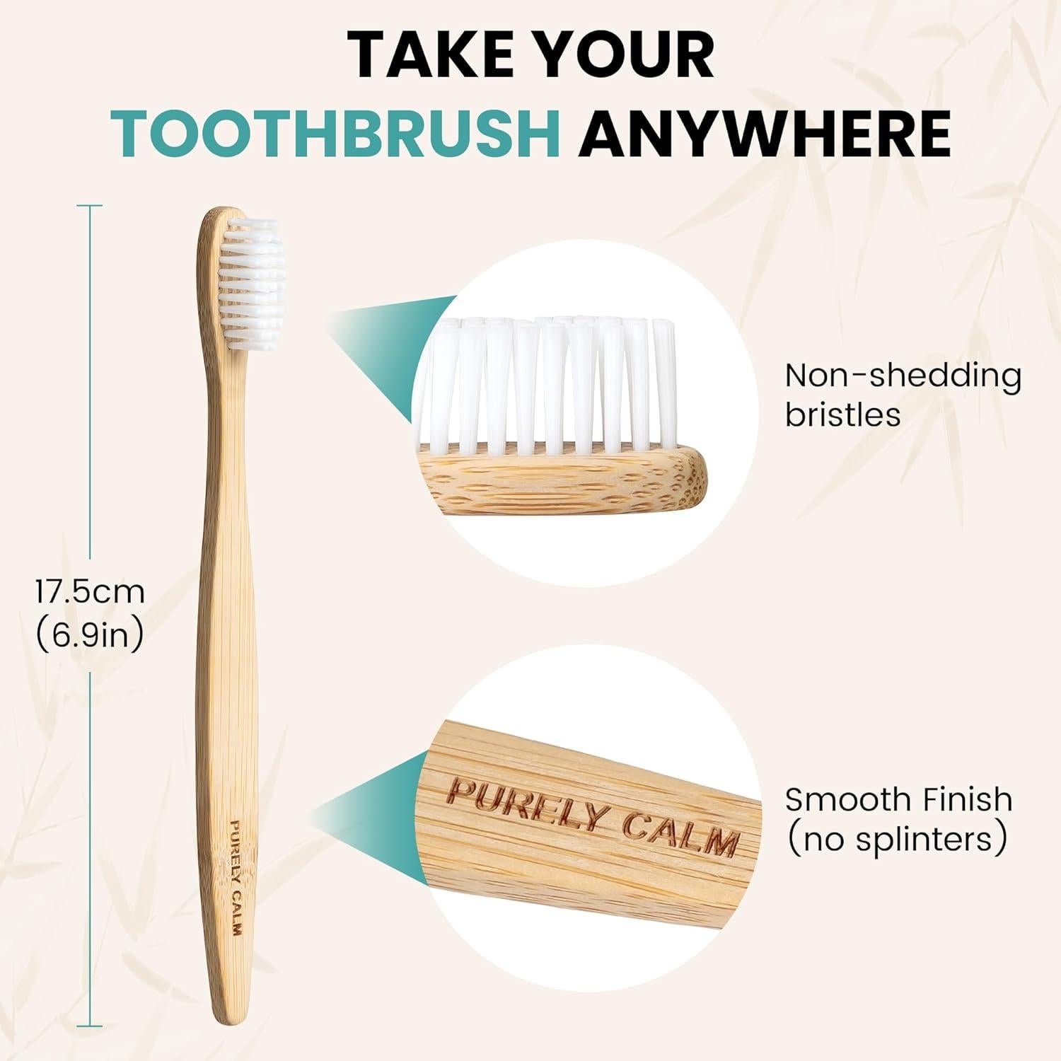 Juego de Cepillos de Dientes de Bambú Purely Calm - 10 Piezas