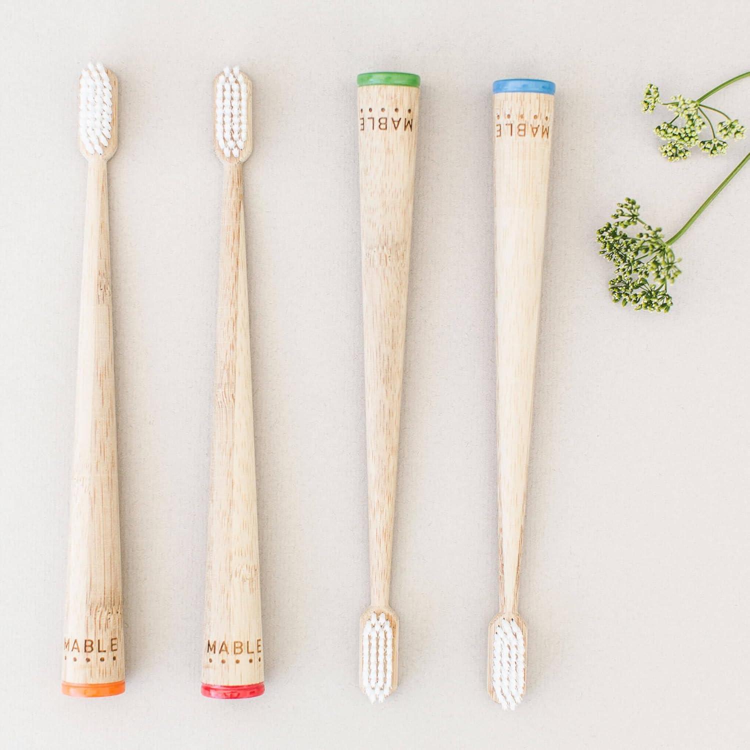 Paquete de 4 Cepillos de Dientes de Bambú MABLE - Ecológicos y Compostables