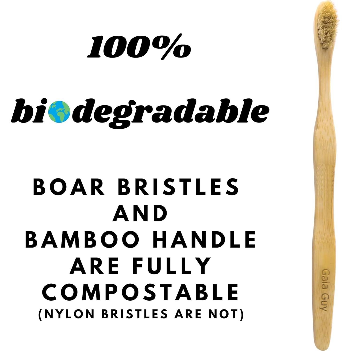 Cepillo de Dientes de Bambú Gaia Guy - Cerdas Naturales - Paquete de 12