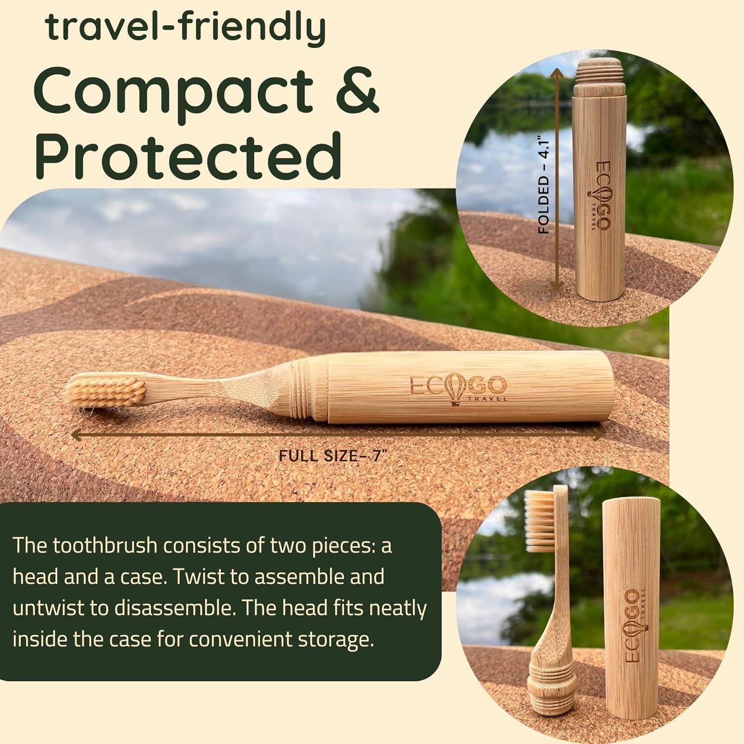 Cepillo de Dientes de Bambú EcoGoTravel Desmontable 12.7 cm