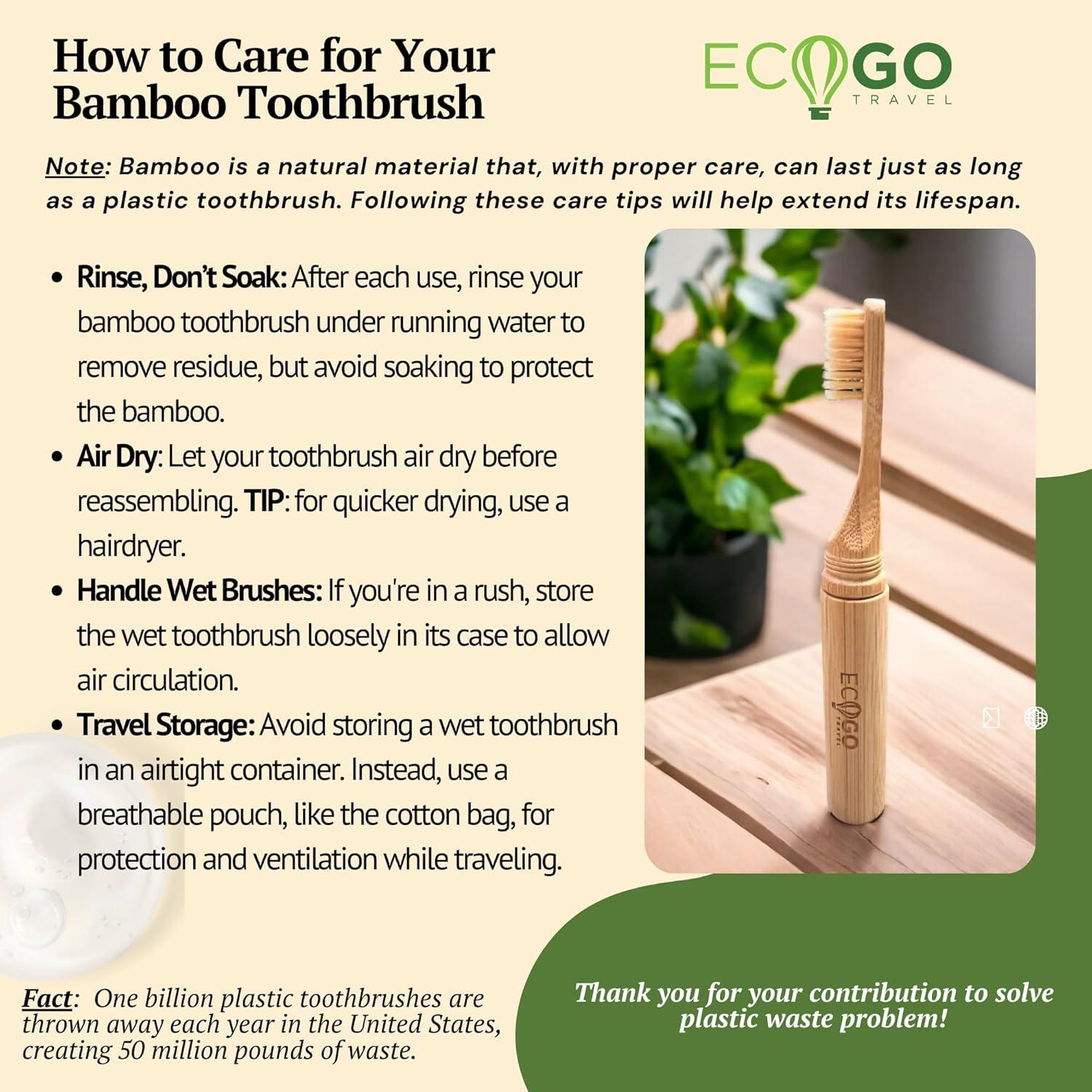Cepillo de Dientes de Bambú EcoGoTravel Desmontable 12.7 cm
