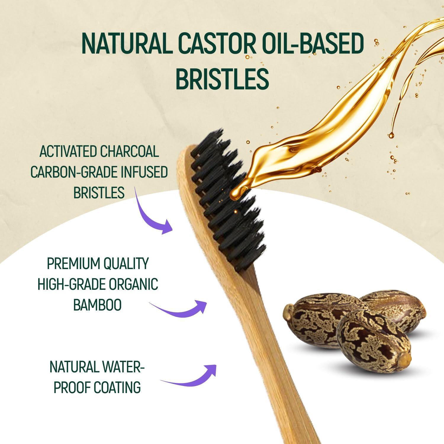 Set de 4 Cepillos de Dientes de Bambú BAMBOEARTH - Ecológicos