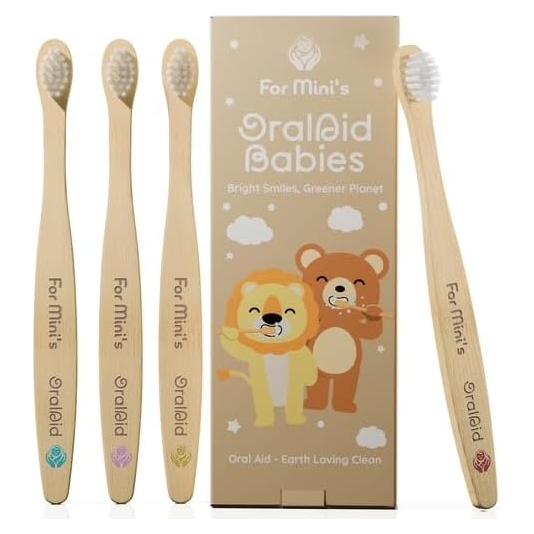 Set de Cepillos de Dientes de Bambú For Minis para Bebés - 4 Unidades