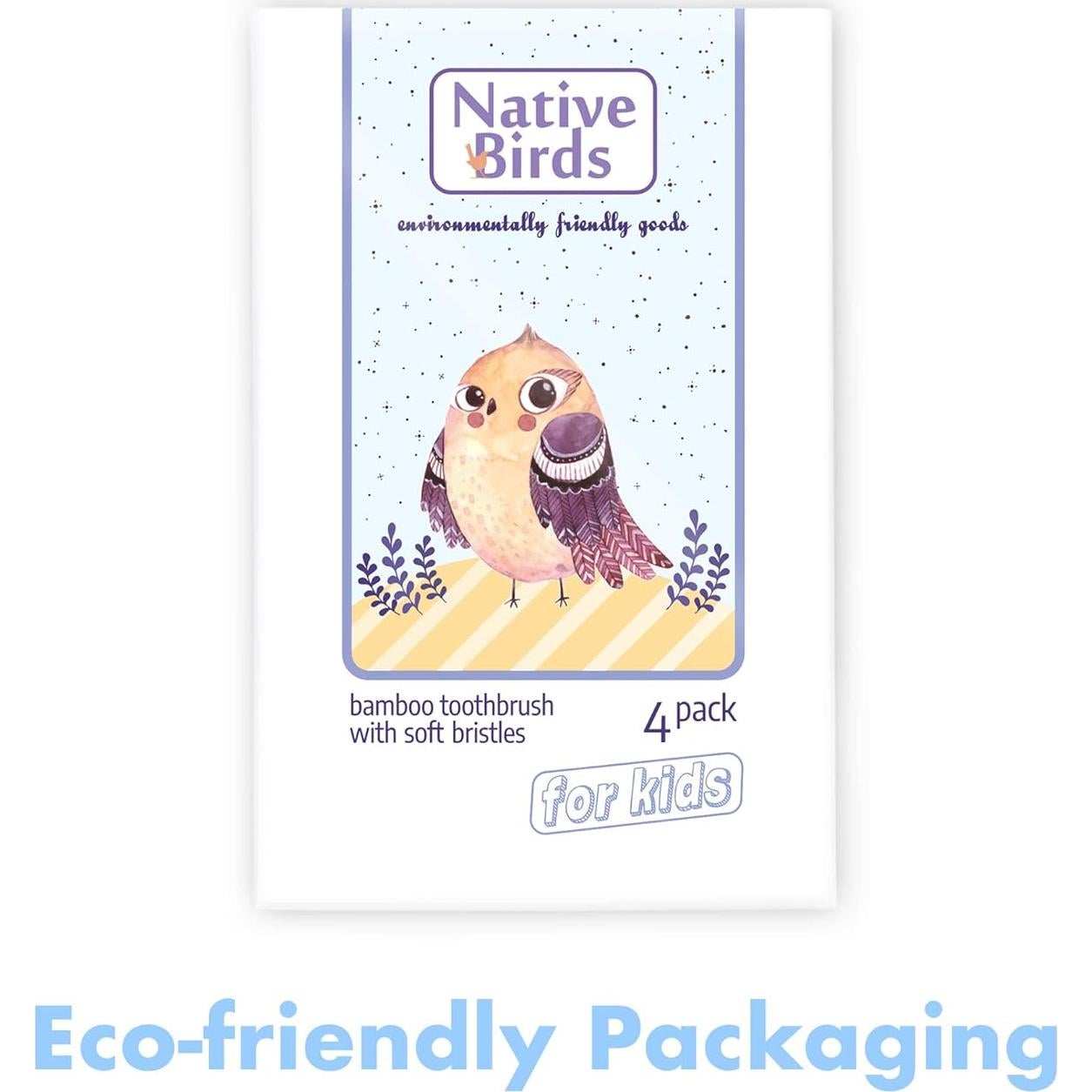 Cepillo de Dientes de Bambú para Niños Native Birds - Juego de 4