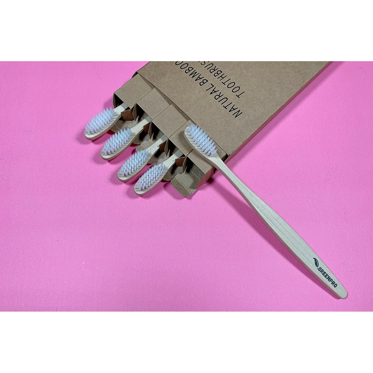 Cepillos de Dientes de Bambú GreenPro - Paquete de 5, Cerdas Suaves