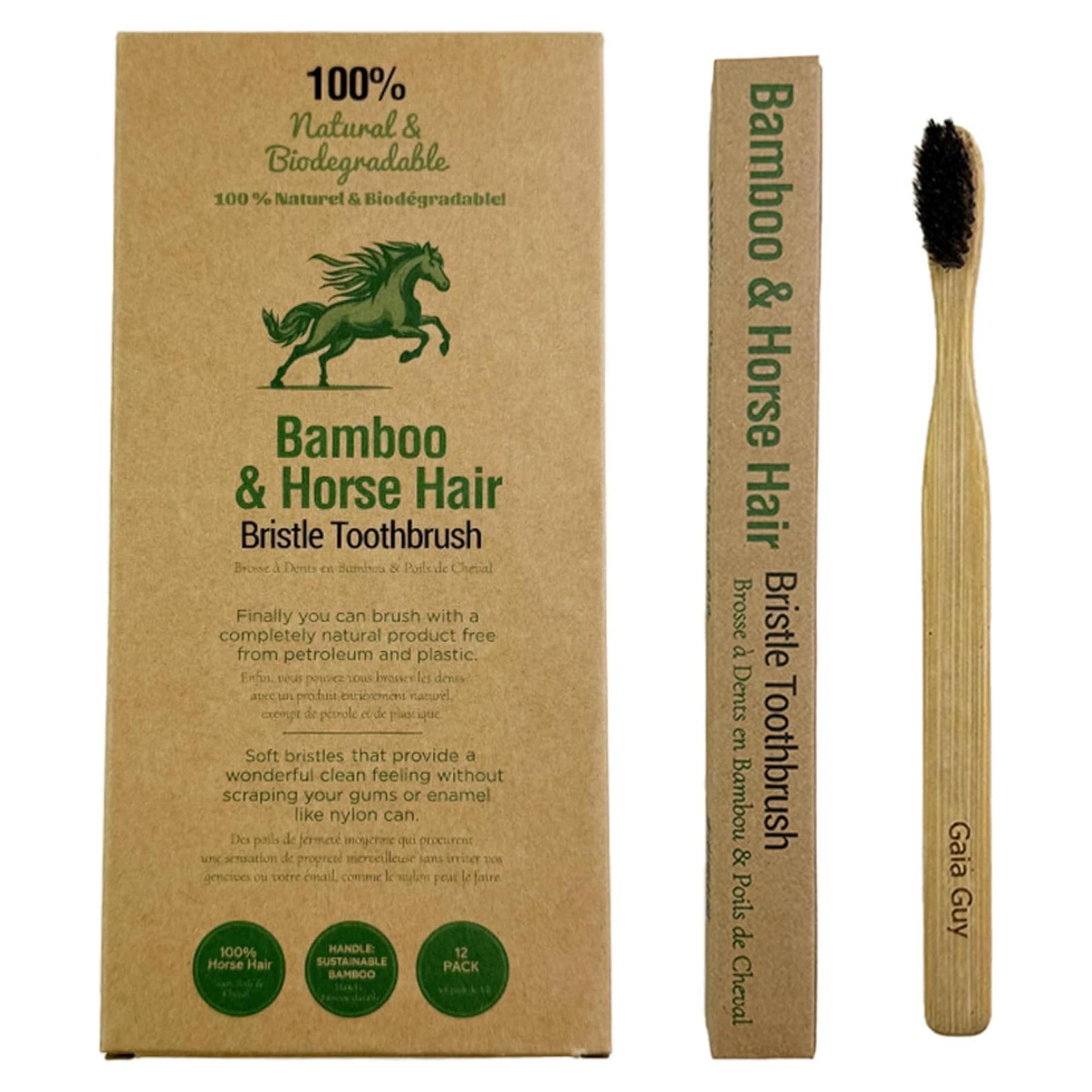 Cepillo de Dientes de Bambú Gaia Guy con Cerda de Caballo Suave