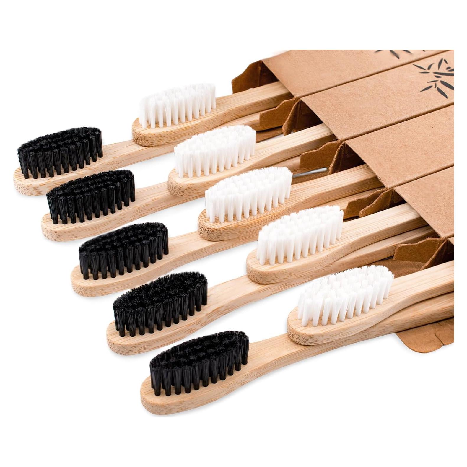 Cepillos de Dientes de Bambú ECOETBOO Cerdas Medianas Paquete 10