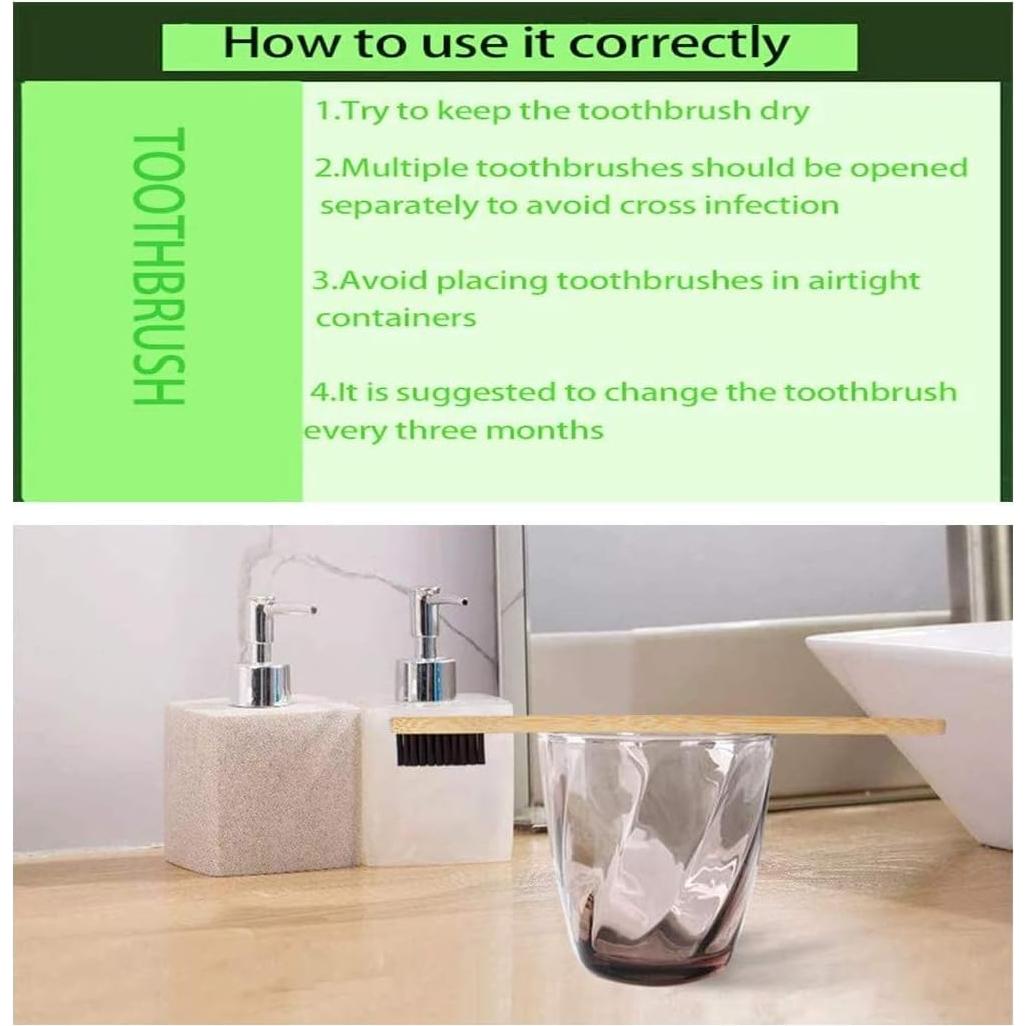 Cepillos de Dientes de Bambú ECOETBOO Cerdas Medianas Paquete 10