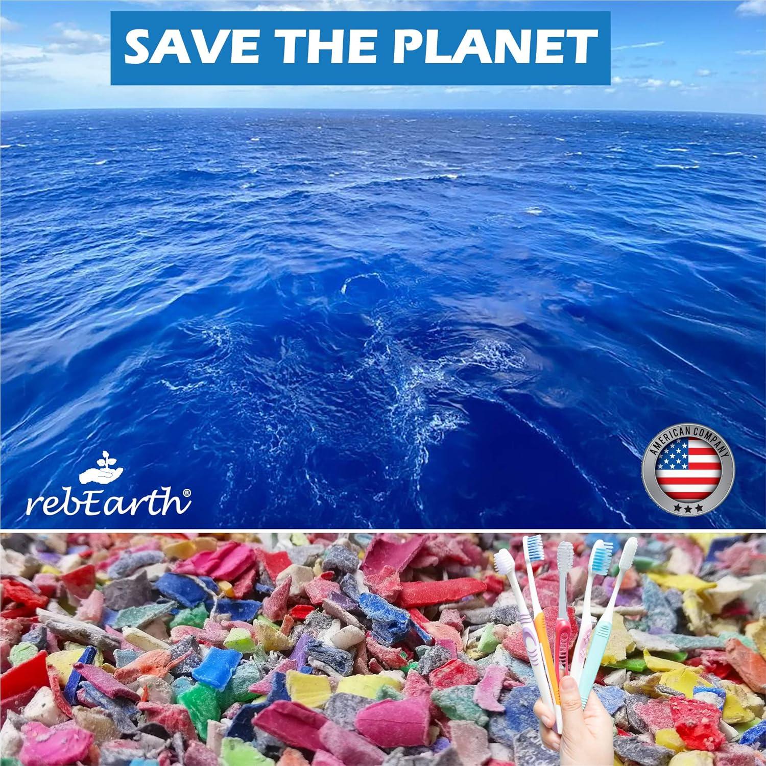 Juego de 4 cepillos de dientes de bambú rebEarth | Cerdas suaves