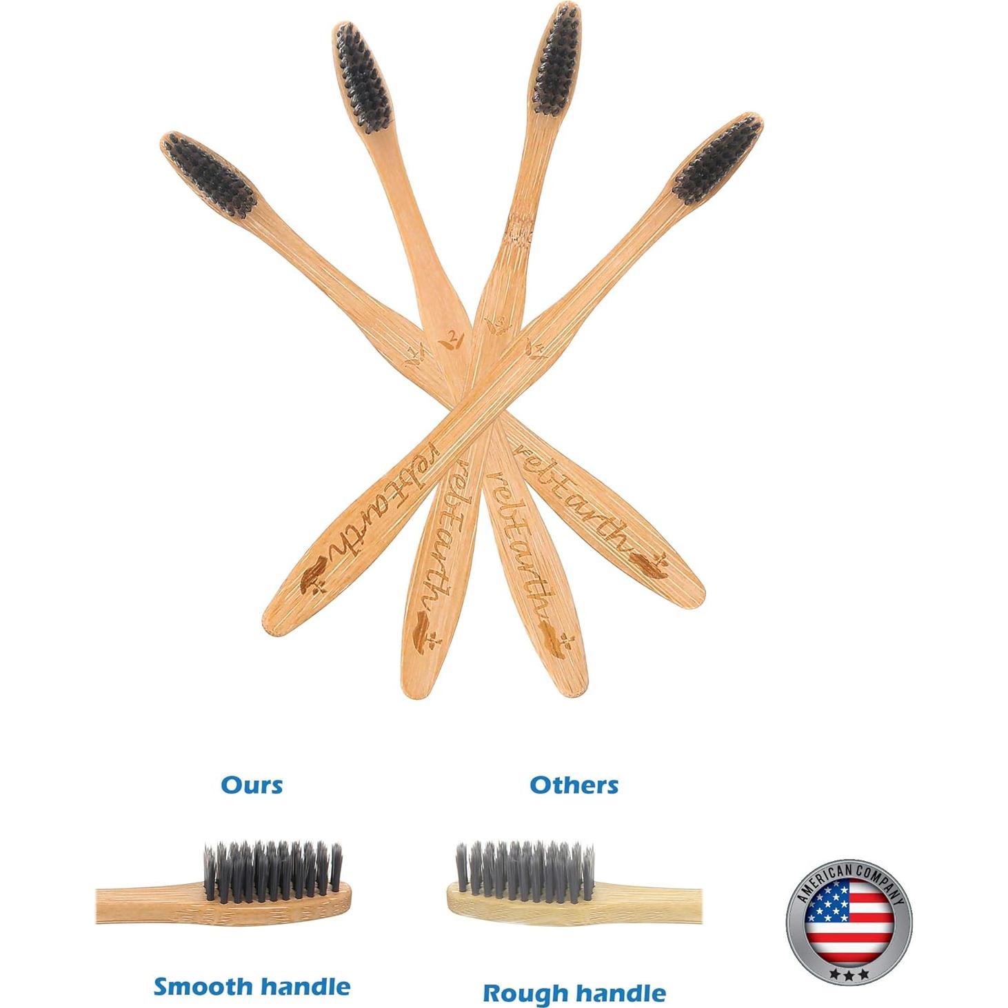 Juego de 4 cepillos de dientes de bambú rebEarth | Cerdas suaves