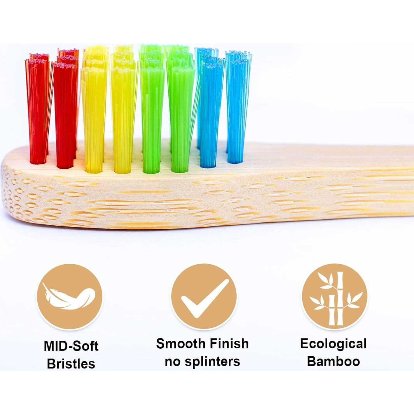 Cepillos de Dientes de Bambú Ecológicos AIOLUSMIC 10 Cuentas Arcoíris