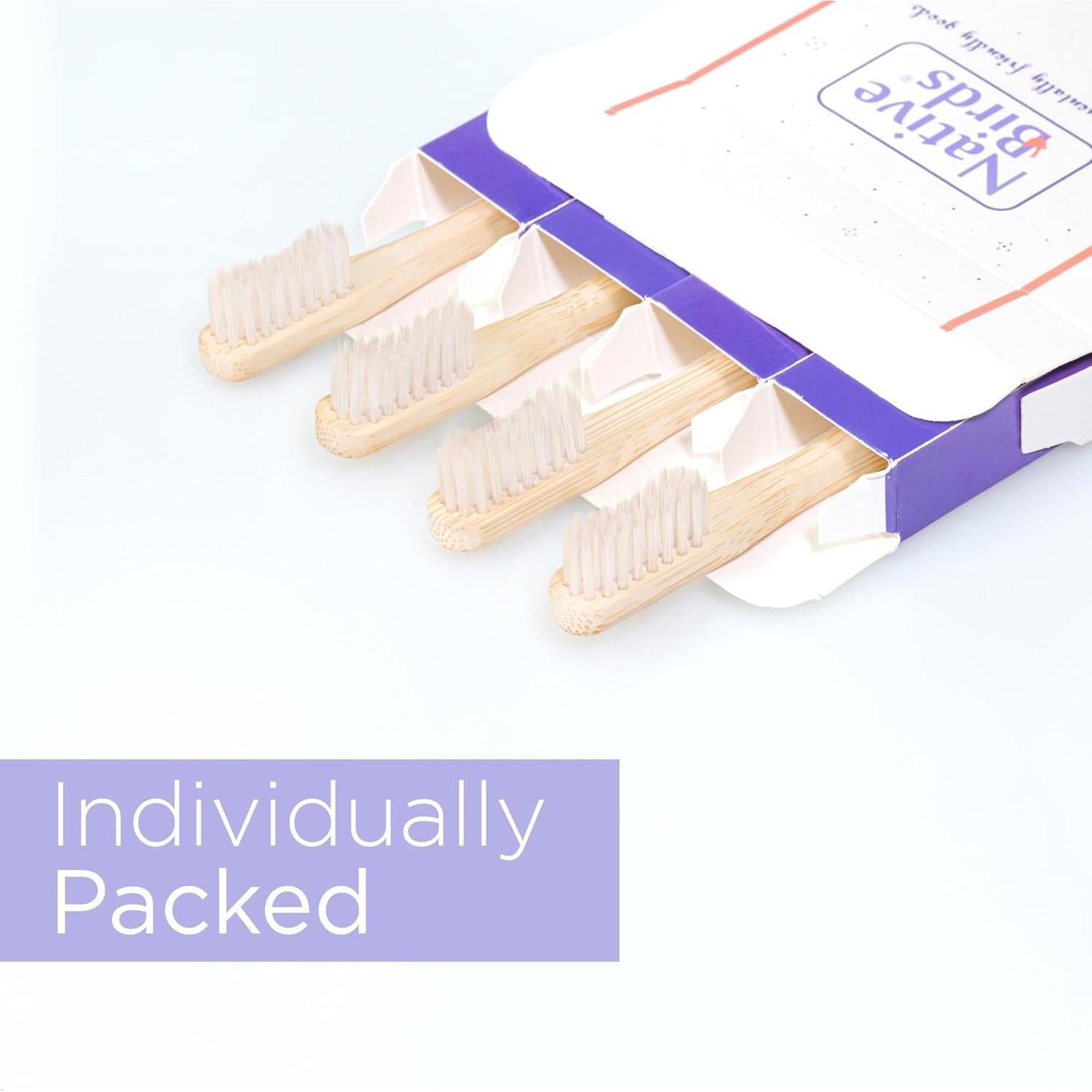 Cepillo de Dientes de Bambú Native Birds Set de 4 Cerdas Medianas