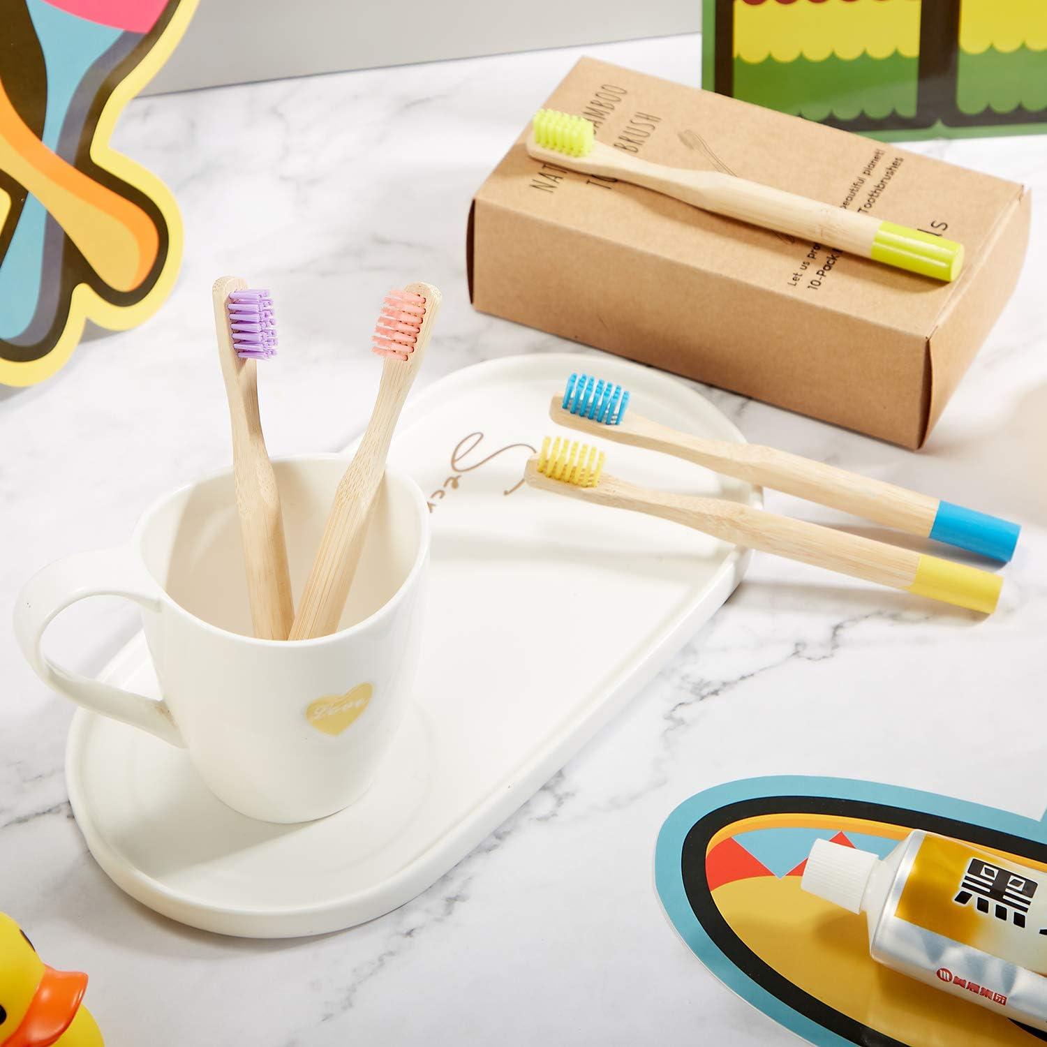 Juego de 10 cepillos de dientes de bambú Boao - Cerda suave, orgánico