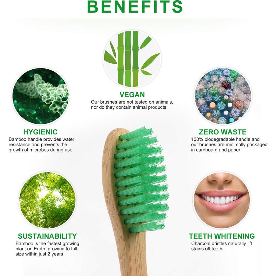 Paquete de 12 cepillos de dientes de bambú MoSANY biodegradables