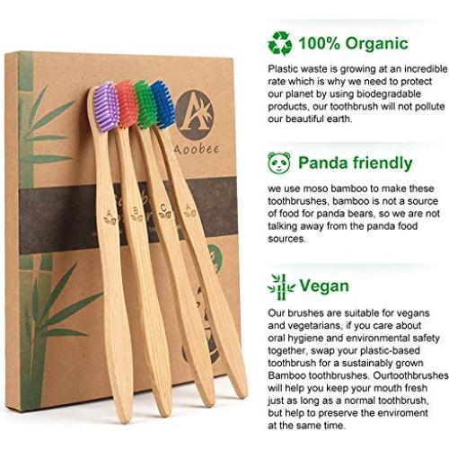 Paquete de 12 cepillos de dientes de bambú MoSANY biodegradables