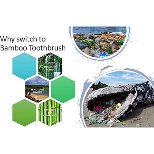Paquete de 12 cepillos de dientes de bambú MoSANY biodegradables