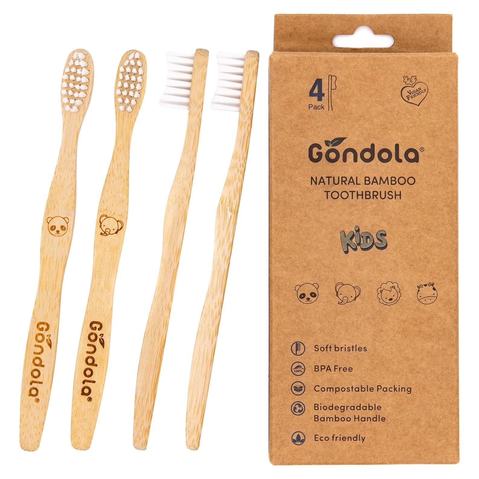 Cepillo de Dientes de Bambú Gondola para Niños - Paquete de 4