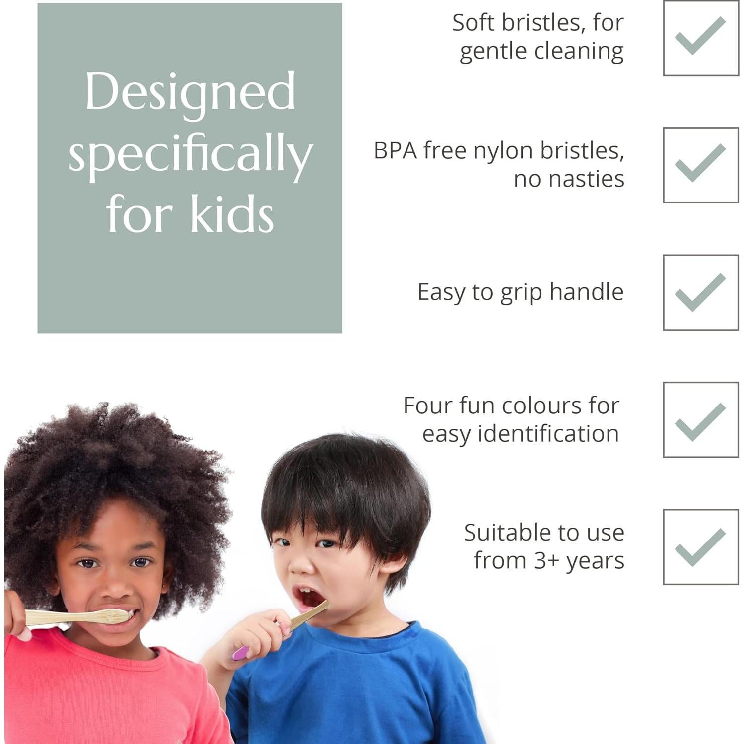 Cepillo de Dientes de Bambú Orgánico Wild & Stone para Niños