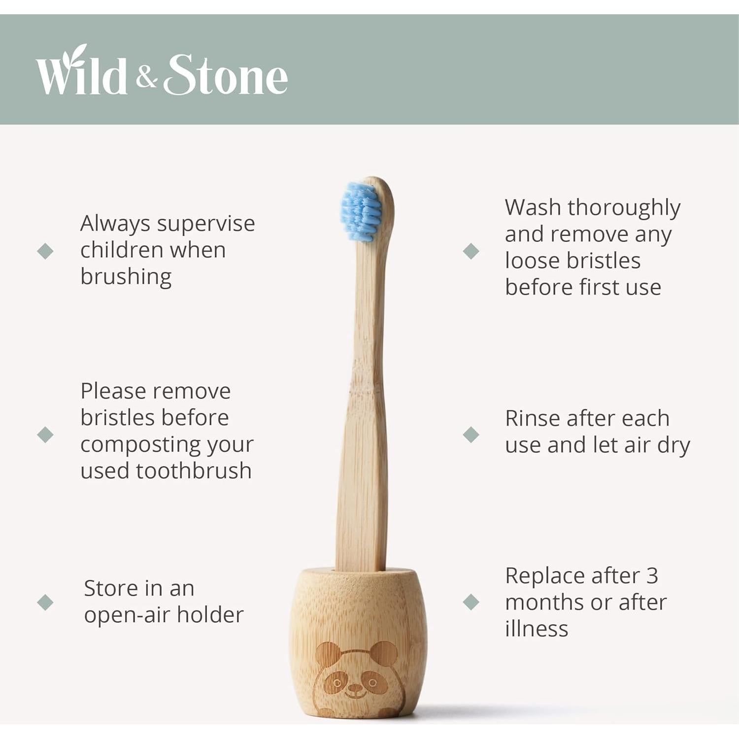 Cepillo de Dientes de Bambú Orgánico Wild & Stone para Niños