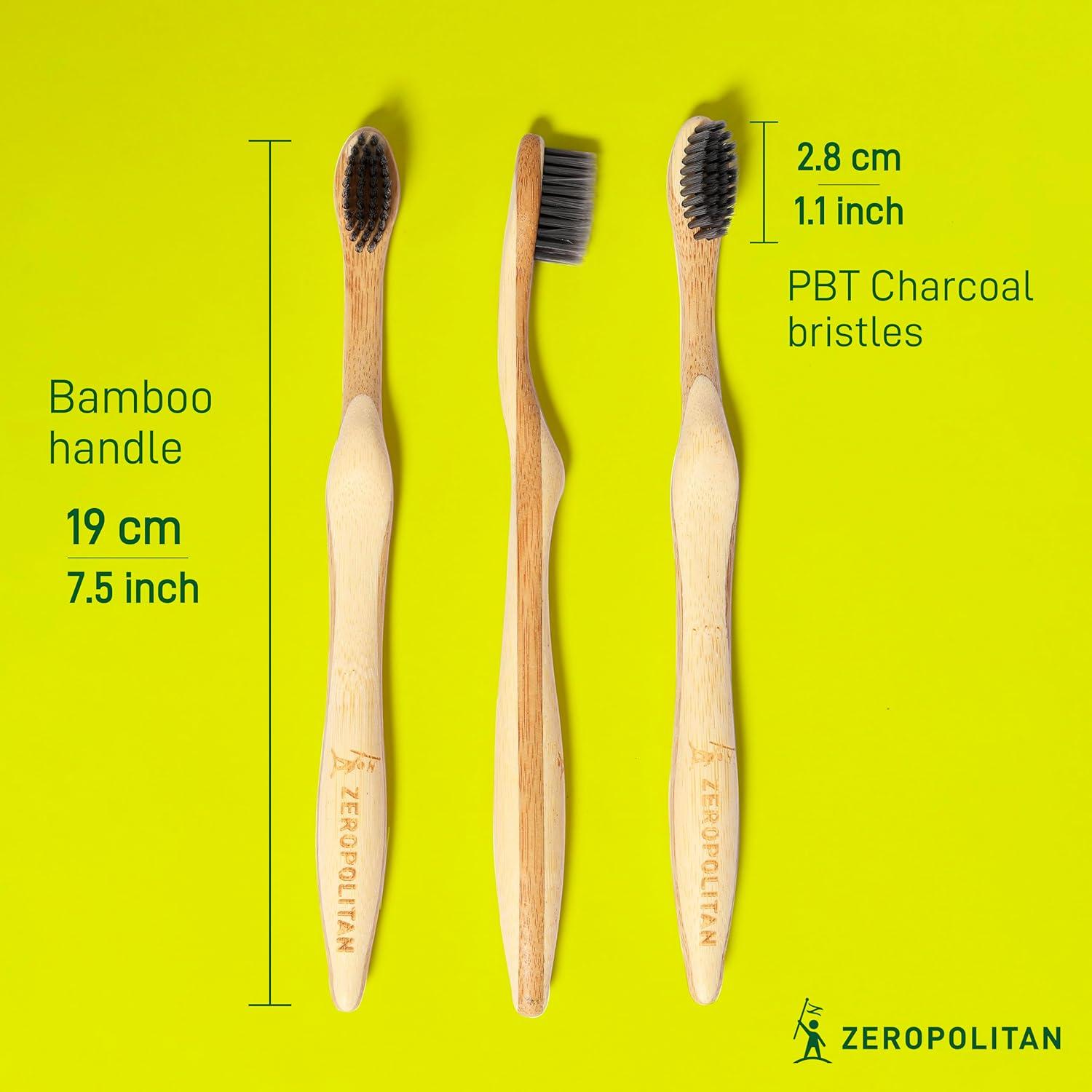 Juego de 4 Cepillos de Dientes de Bambú Zeropolitan - Cerdas Medias